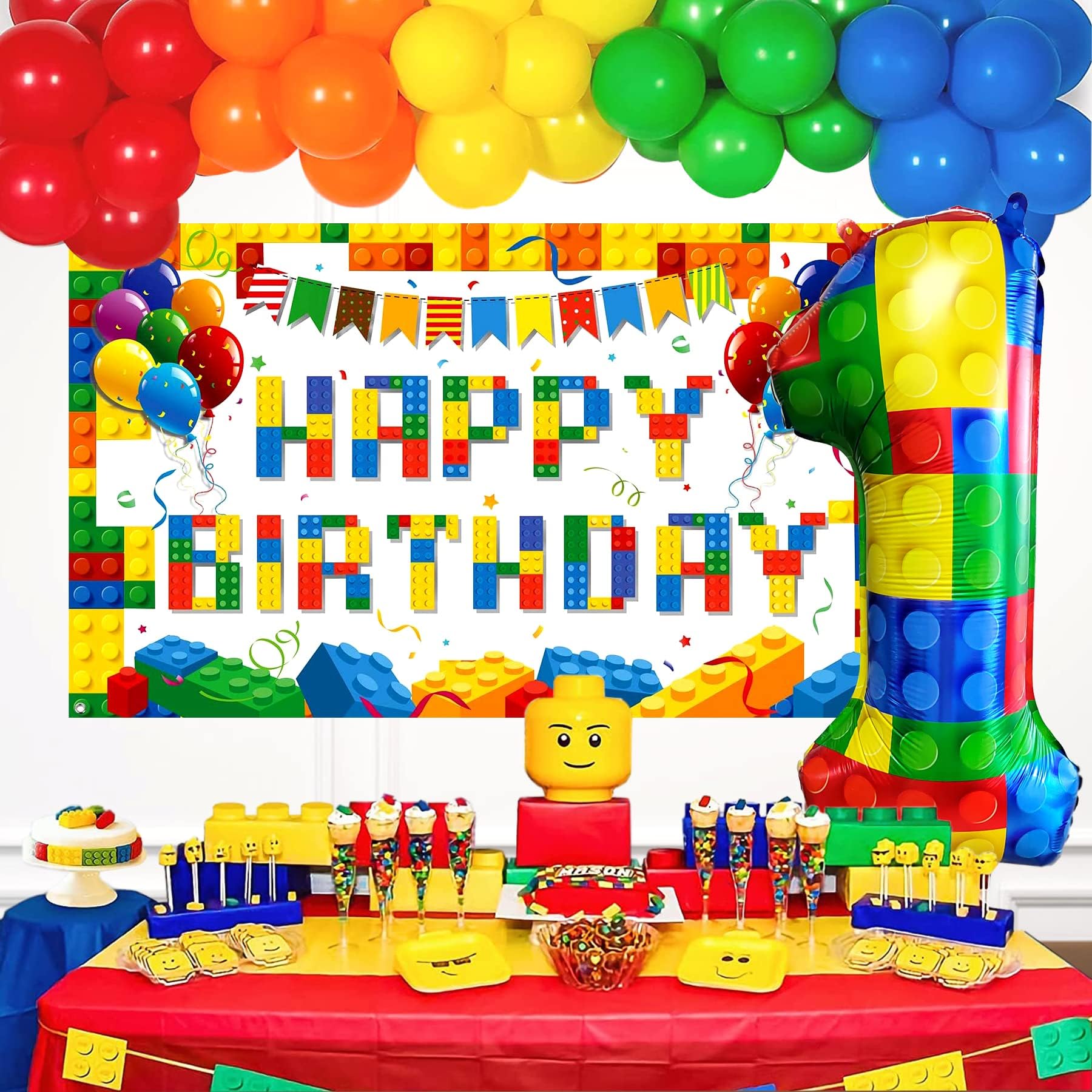 CHANGZHONG 32 Inch Building Block Number 5 Balloons 5 year old Large Big Helium Foil Mylar Balloon for Girls Boys 5th Birthday Party Decoration Supplies — view 5