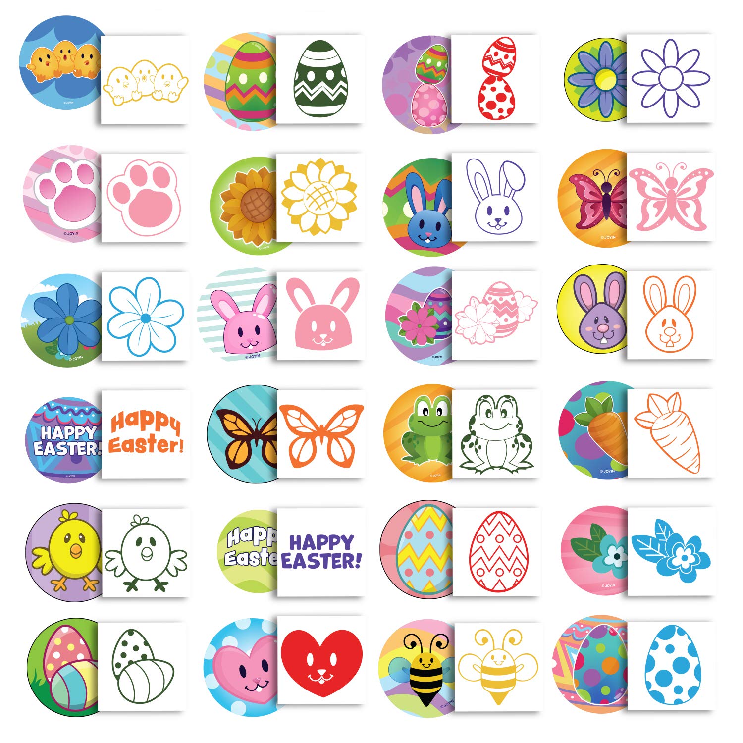 JOYIN 24 sellos de huevos de Pascua, grandes juguetes de Pascua para juegos de caza de huevos de Pascua, fiesta temática de Pascua, cosas de huevos de Pascua, rellenos de cestas de Pascua