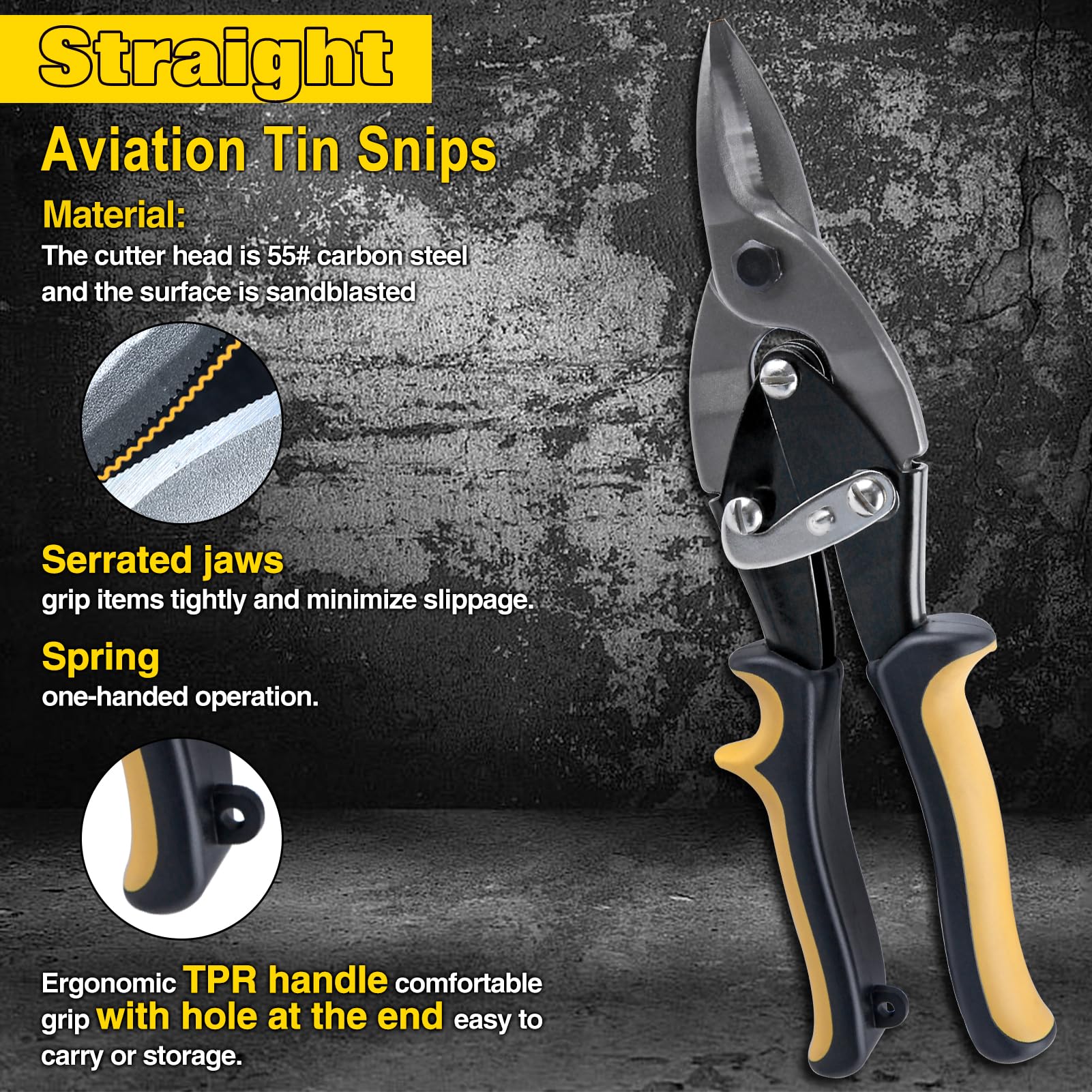 INJOYTEC Straight Cut Snips Aviation Snips with Wire Cutter Straight Cut Labor Saving Aviation Snips for Cutting Metal Sheet Straight Cut Regular Tin Cutting Shears - Image 2