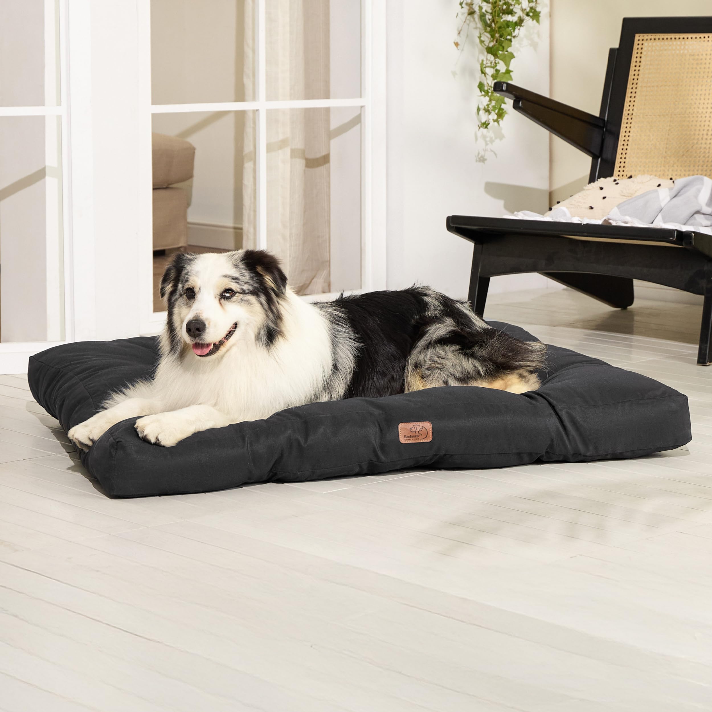 Bedsure Cuscino Cane Grande Impermeabile - Cuscini per Cani Taglia Grande Tappeto Cane Cuscino Cane Interno Cuscino Cuccia Cane Impermeabile 111x89 cm Nero Lavabile