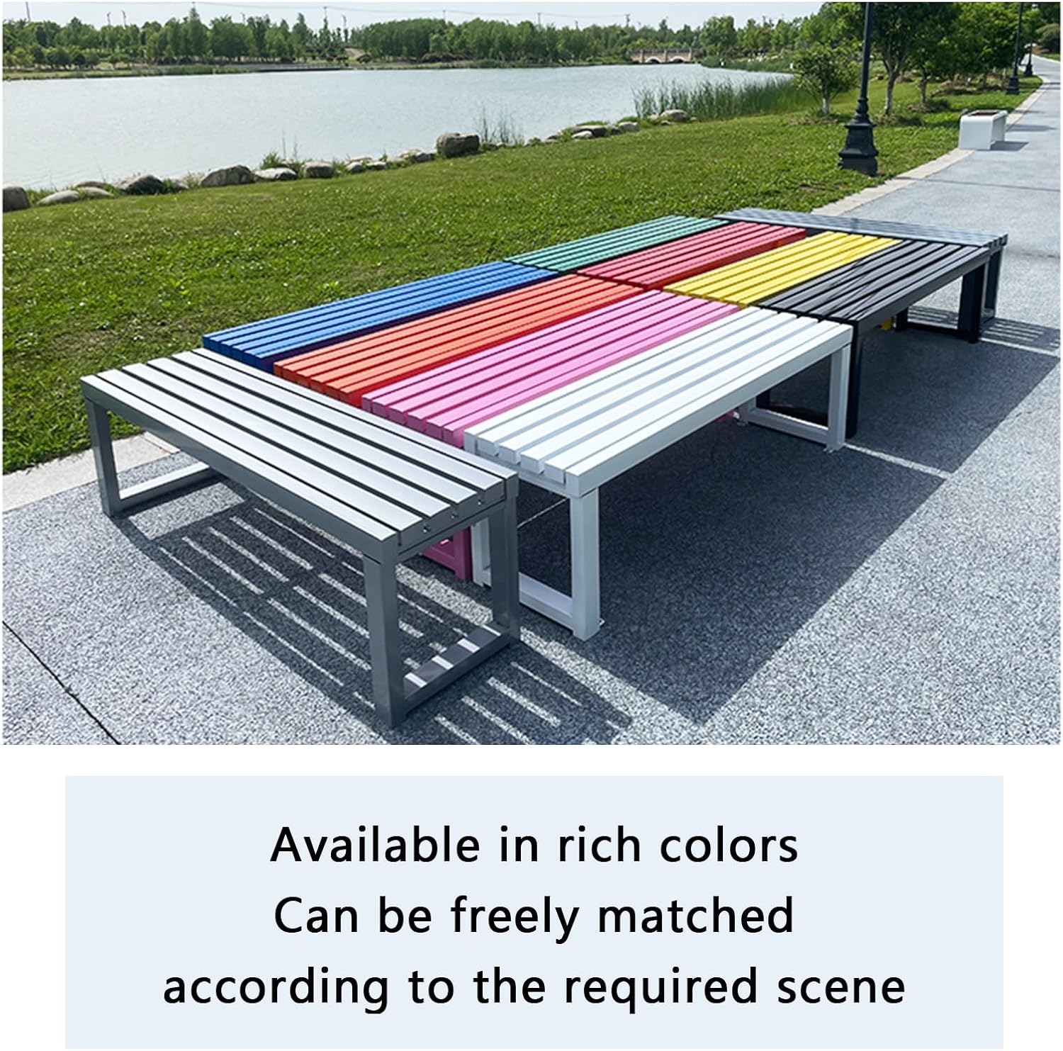 Durable Indoor & Outdoor Wood Bench - Anticorrosive Garden Seating with Galvanized Steel Tripods, Windproof & Rainproof, 100CM (39.3IN), Multiple Colors Available