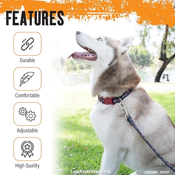 Akatsuki Anime Dog Collar for Large, Medium, Small Breeds, Puppy: Adjustable Naruto Dog Collar for Pets, Officially Licensed Naruto Akatsuki Cloak Inspired Pet Accessories & Gifts for Boy or Girl, MED