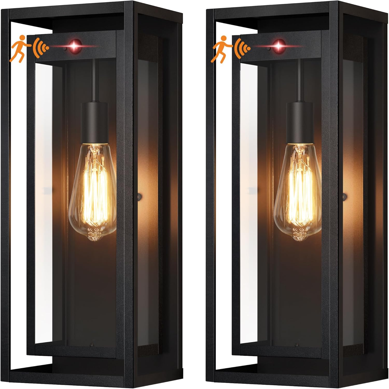 19" Motion Sensor Outdoor Wall Lights, 2 Pack Large Dusk to Dawn Outdoor Lights, 2 Lighting Modes Waterproof Anti-Rust Wall Sconces, Exterior Lighting Fixtures for Front Door, Porch, Garage