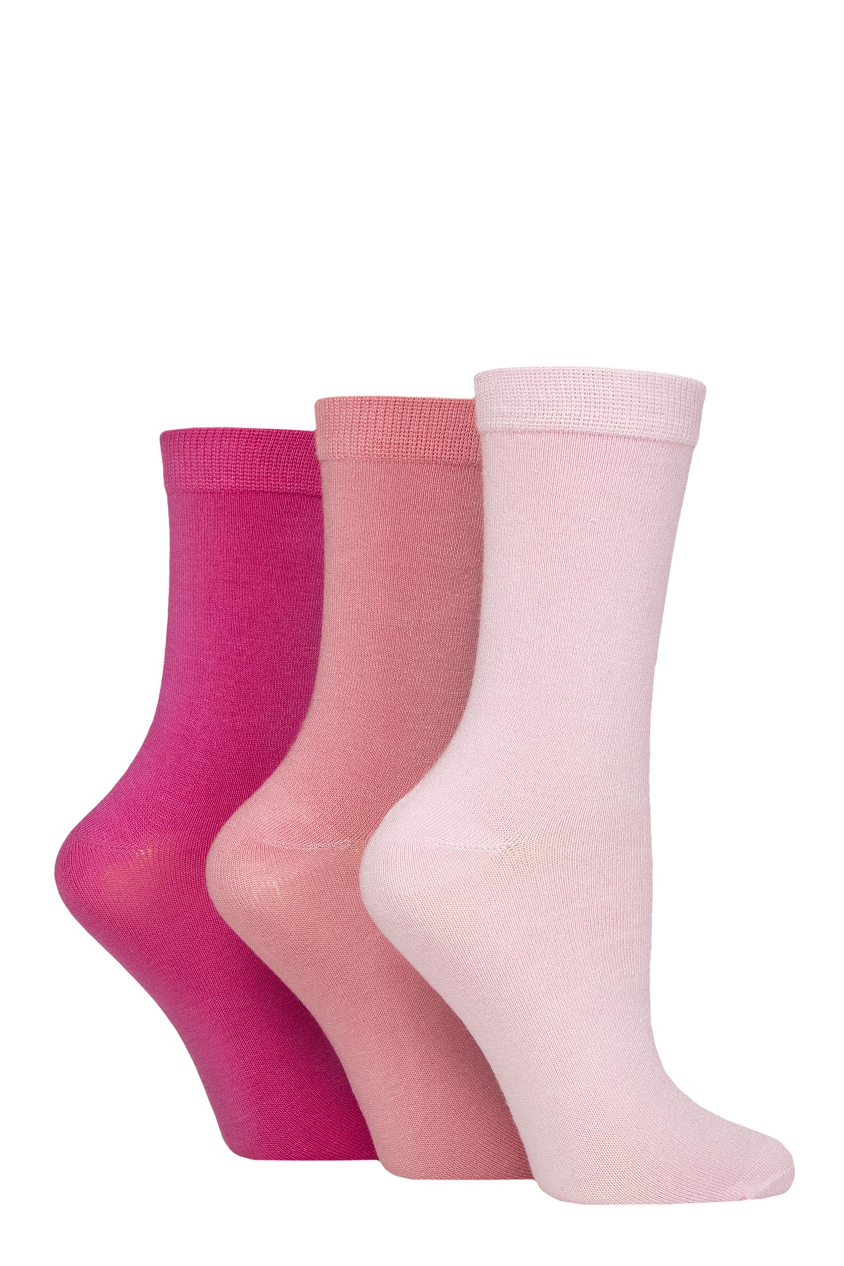 Glenmuir Womens Bamboo Socks Classic Plain Colours, Everyday Comfort, Soft and Breathable 3 Pairs (UK, Numeric, 4, 8, Regular, Regular, Pink)