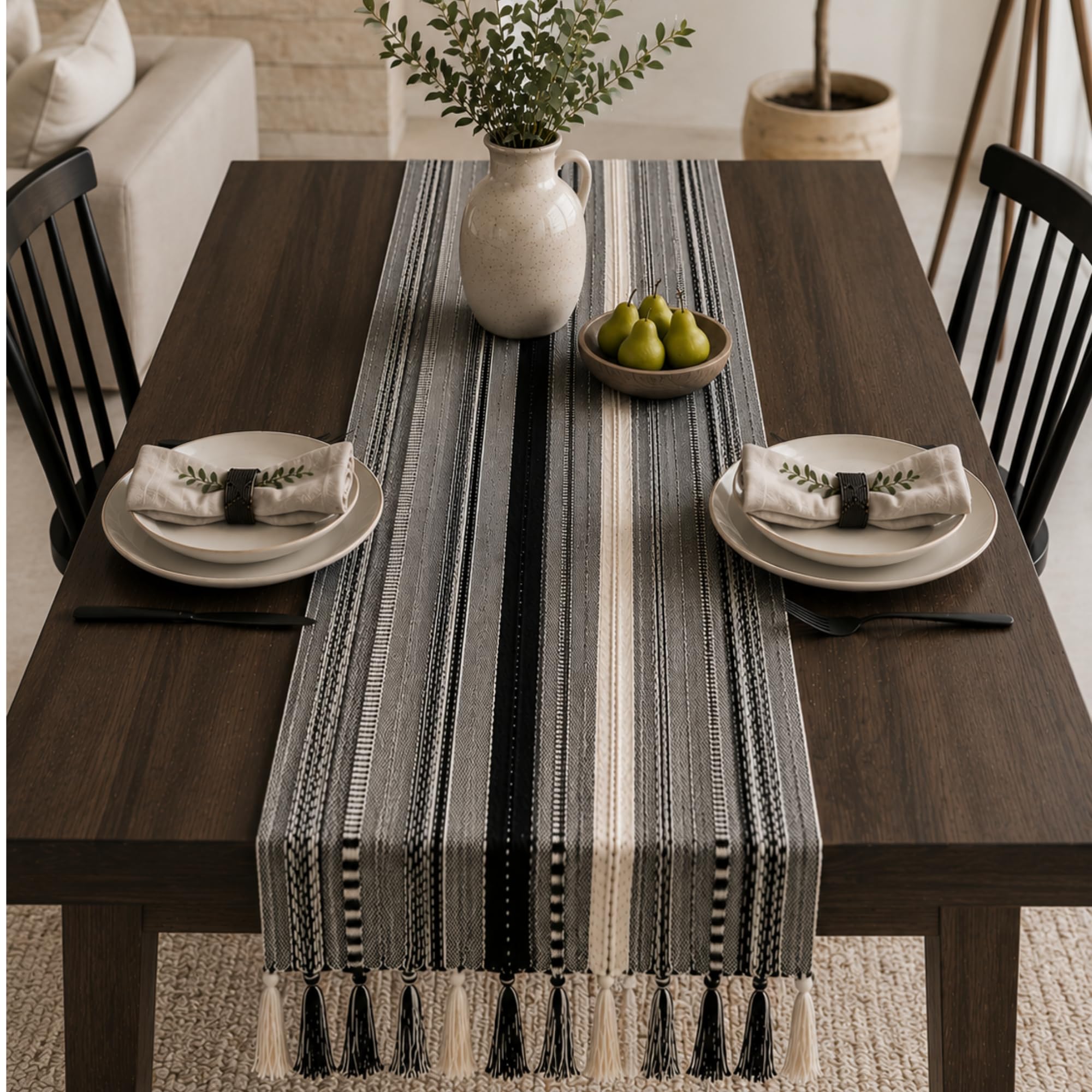 TARANTARAN Table Runner - Yellow & Black Striped -9 TARANTARAN Table Runner - Yellow & Black Striped -9