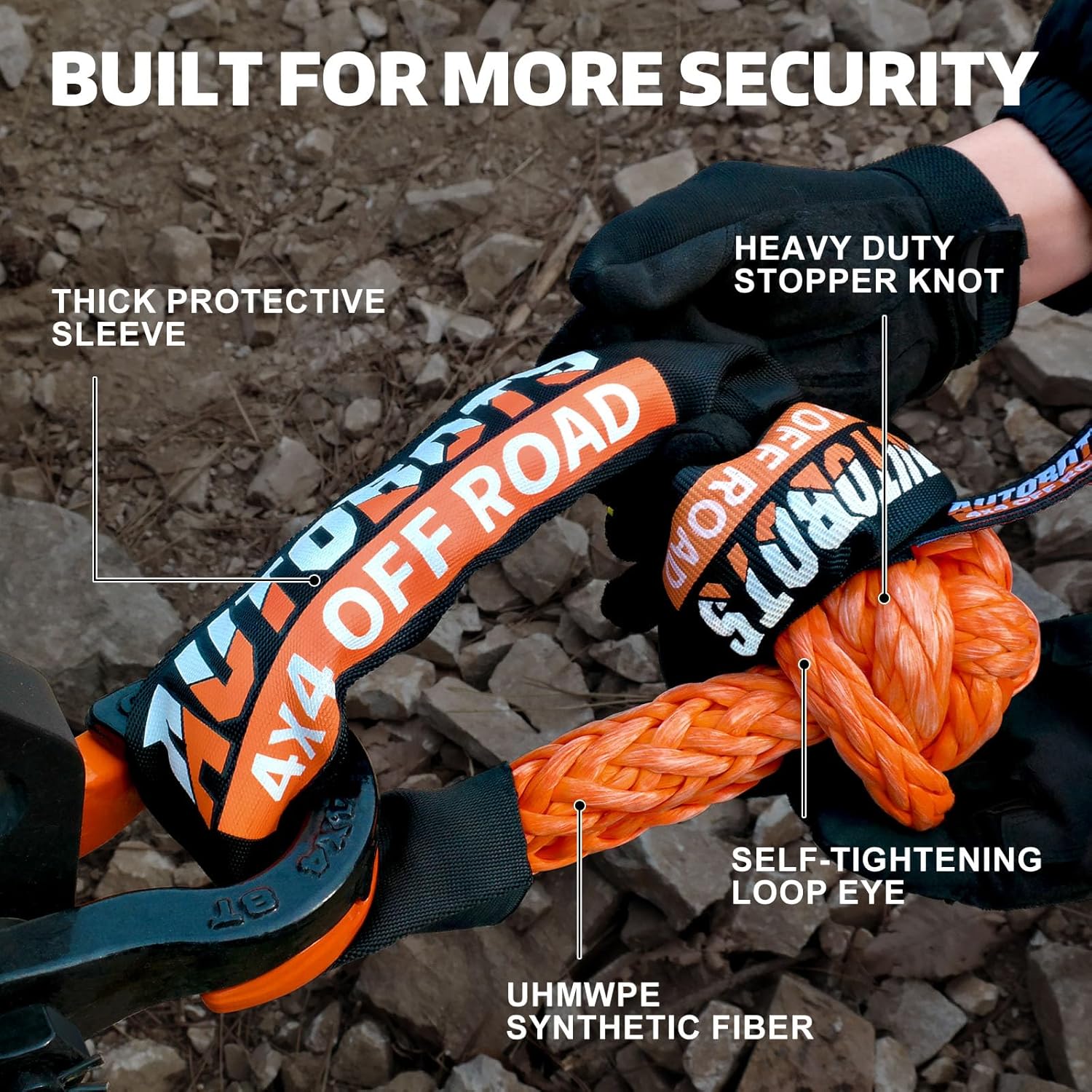 AUTOBOTS Soft Shackle (2PK) 3/4in X 24in Soft Shackle Recovery 66200lbs Max Break Strength Tow Shackles for UTV,ATV,Trucks,Off-Road Vehicles - Image 3