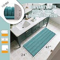 Vista 2 de Yimobra Alfombra de baño de 47 x 24 pulgadas, antideslizante y súper absorbente, lavable a máquina, de secado rápido, alfombra de ducha de chenilla