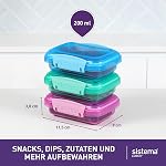 Sistema Lunch Collection Food Storage Containers, Assorted Colours, 3 Pack