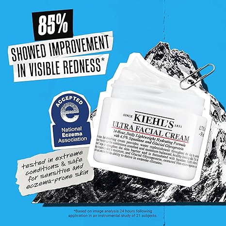 Kiehl's Ultra Facial Cream, with 4.5% Squalane to Strengthen Skin's Moisture Barrier, Skin Feels Softer and Smoother, Long-Lasting Hydration, Easy and Fast-Absorbing, Suitable for All Skin Types