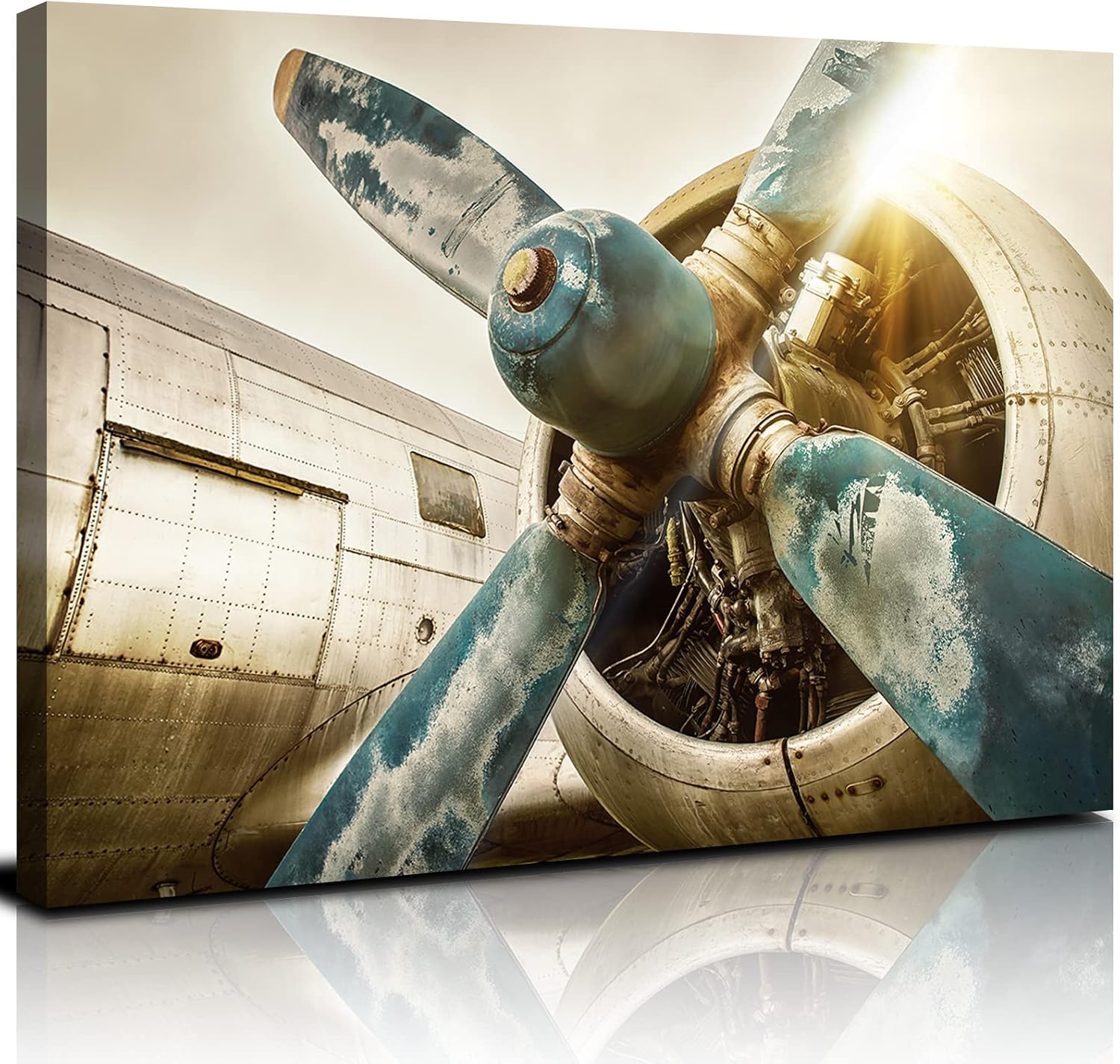 Vintage Airplane Canvas Wall Art for Living Room, Retro