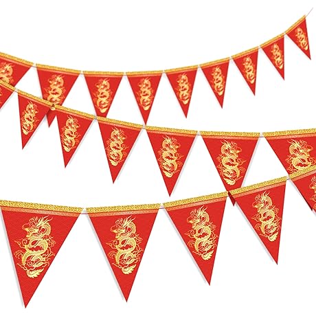 Whaline Chinese New Year Dragon Pennant Bunting Banner
