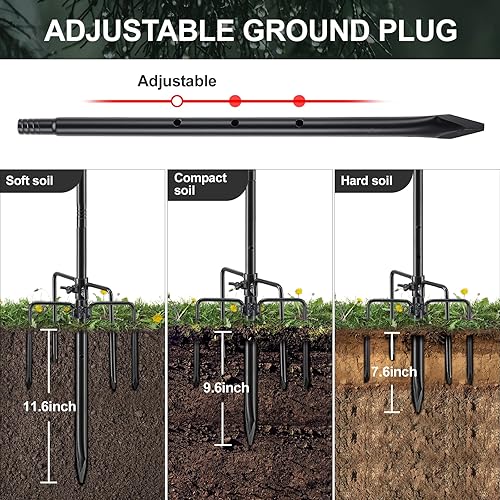 Miniatura 2 de Poste de comedero de pájaros, 62 pulgadas y 58 pulgadas de diámetro, ganchos de pastor de acero inoxidable resistentes para colgar luces al aire