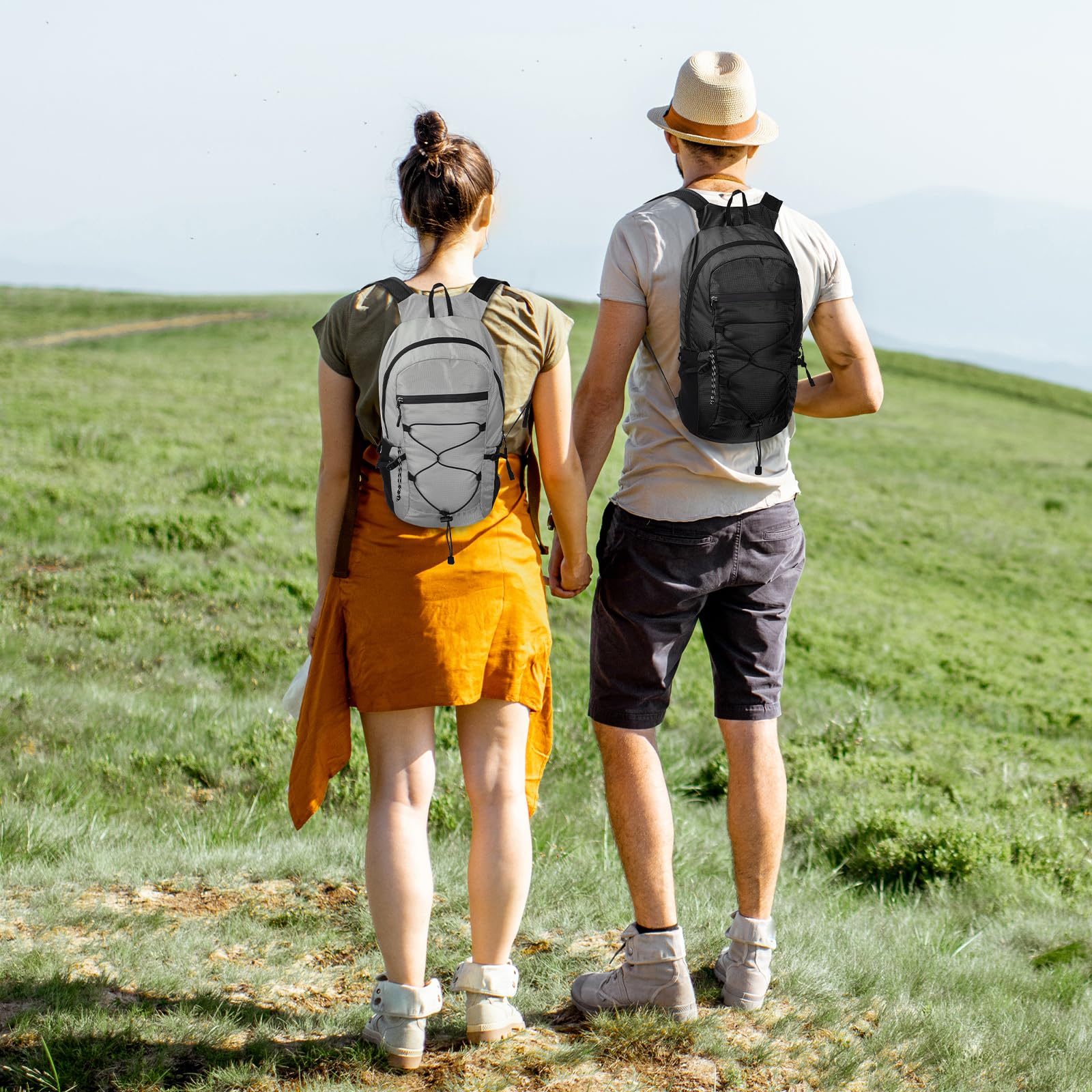 Mochila Plegable 15L Outplra, Mochila Senderismo Respirable Ultraligera para Mujer Hombre, Negro