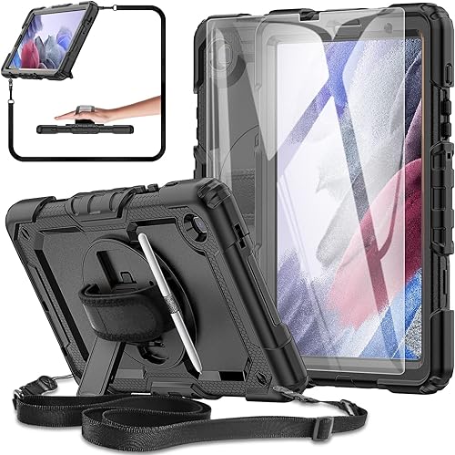 BASE MALL - Funda protectora resistente para Samsung Galaxy Tab A8 de 10.5 pulgadas 2022 con soporte de alas de mariposa y correa para el hombro,
