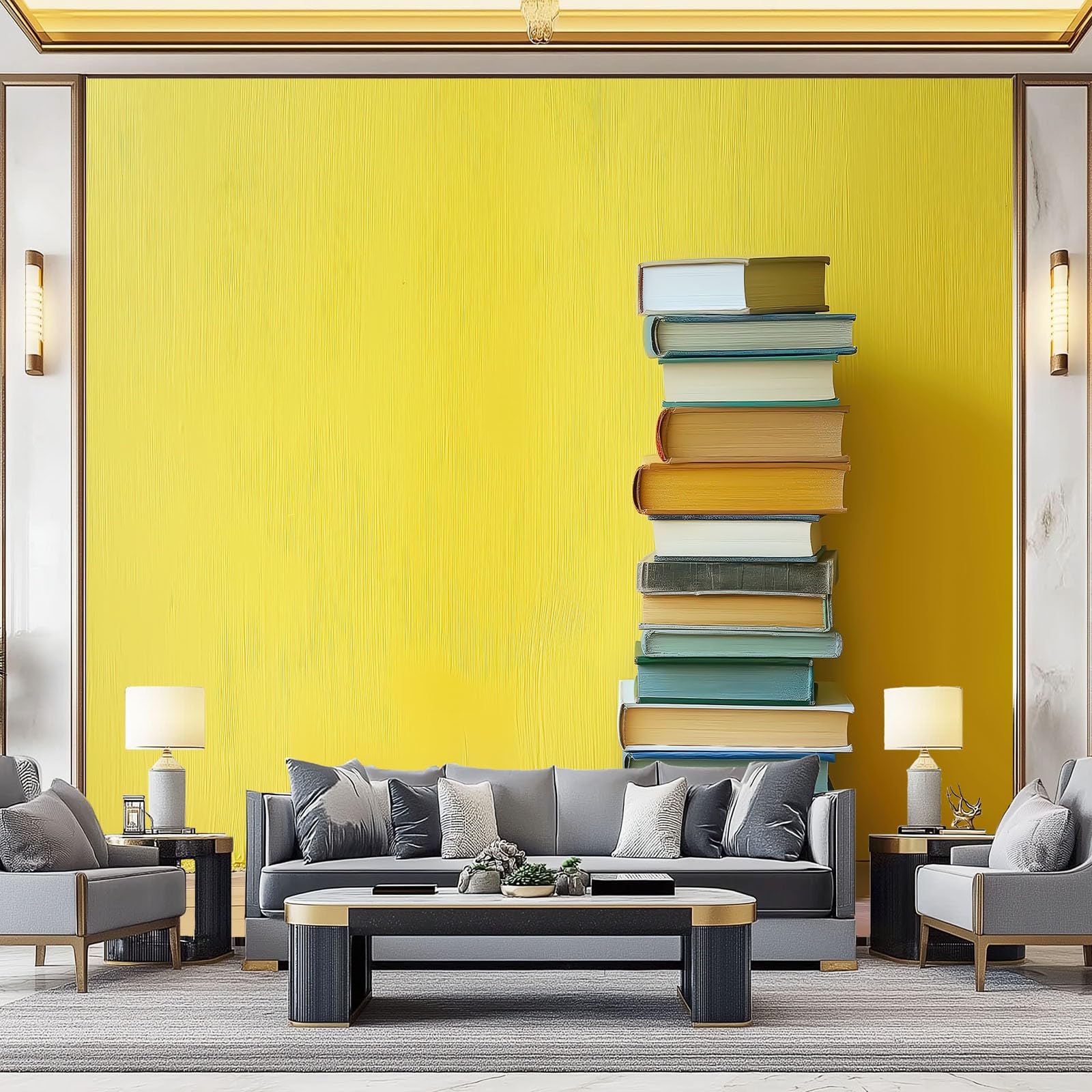 Fototapete Minimalismus Fotografie Bücher,350 x 256 cm（WxH VliesFototapete für Wohnzimmer Schlafzimmer Kinderzimmer Jugendzimmer - Fototapeten Deko Bräunlich-Rot