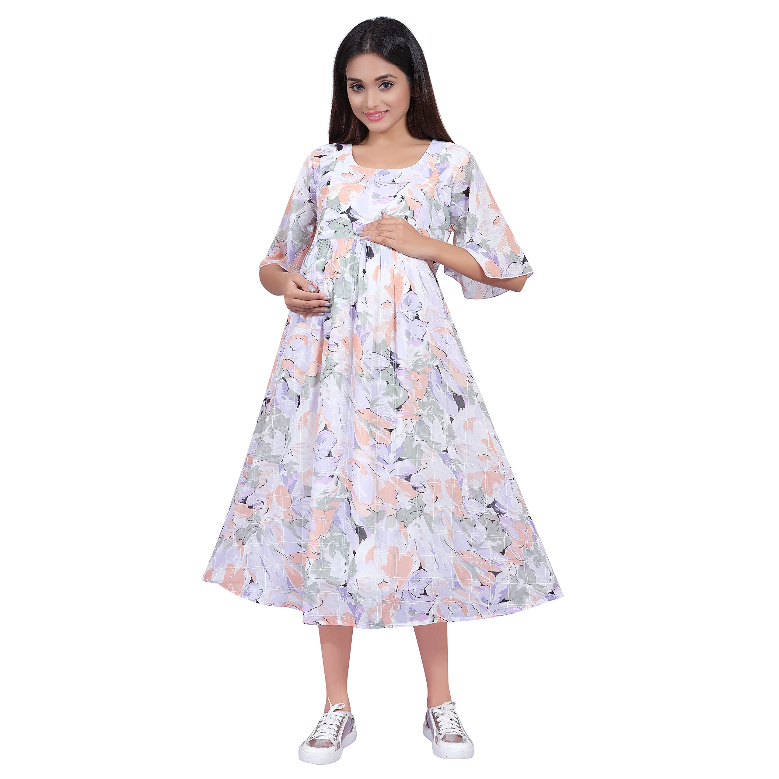 Women's Knee Length Maternity | Feeding | Nursing Dress | Maternity Dress for Women Feeding Dress-image-14