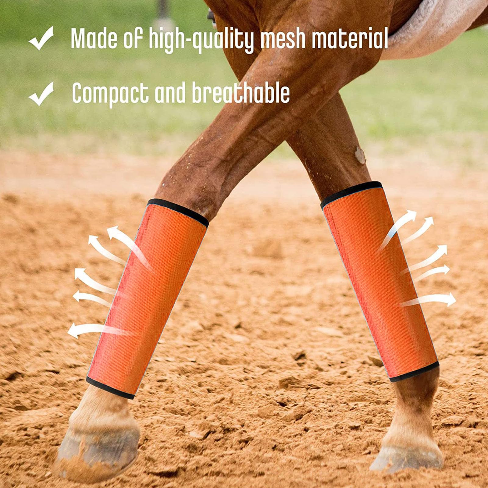 Horse Fly Boots, Tear Horse Fly Leggings Prevent Trampling Comfortable Fine Mesh for Horse Race (Orange)
