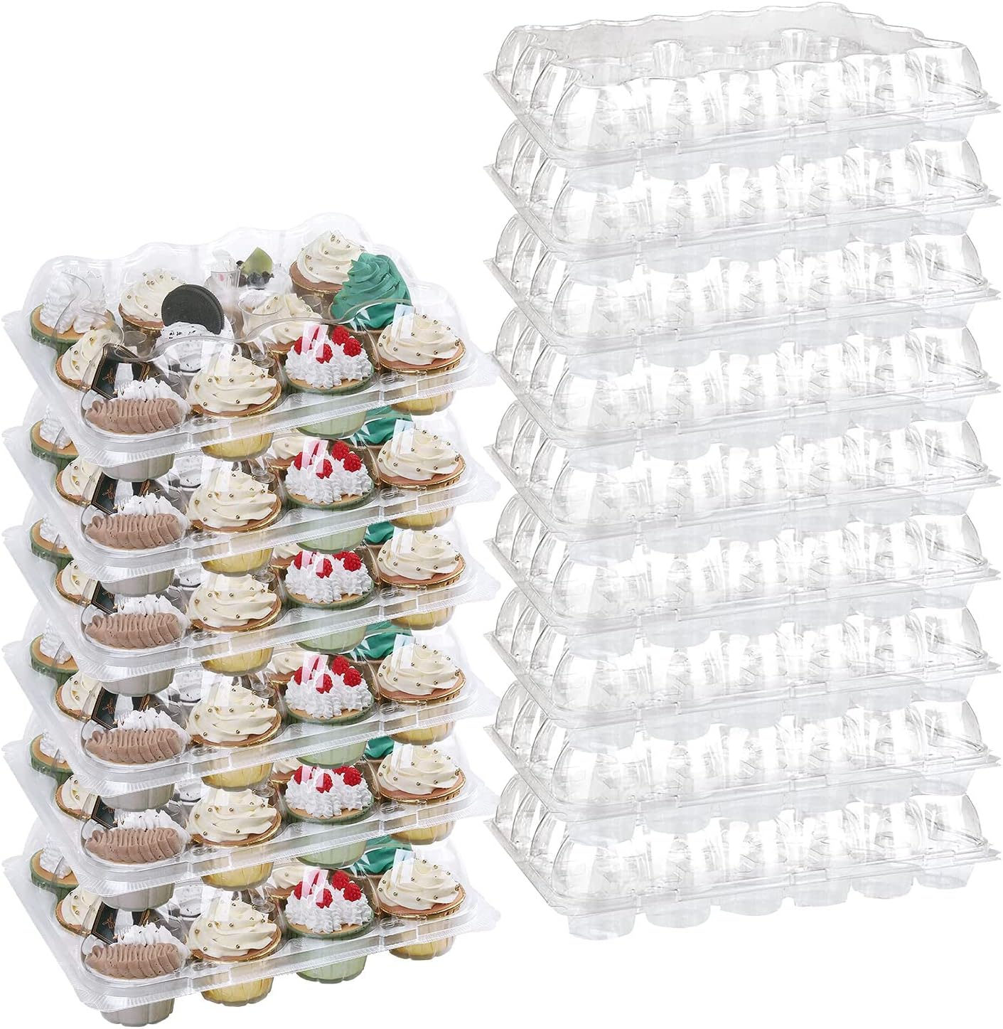 15 Pack Cupcake Stand Cupcake Box, Cupcake Carriers for 12 Cupcakes Plastic Disposable Storage