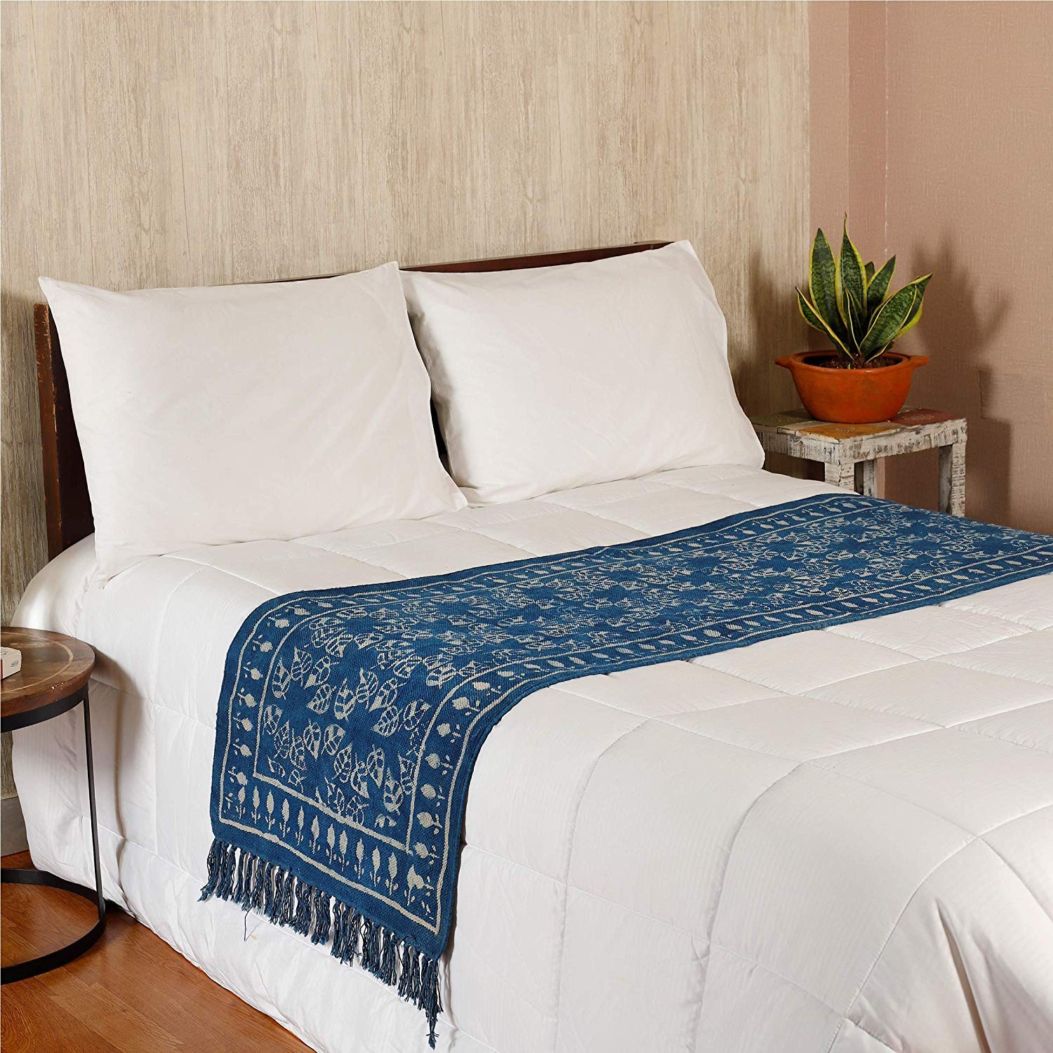 Bhawana Handicrafts 2 x 6 Hand Woven Handmade Indigo Runner Rug Traditional Indian Modern Indigo Rug Blue Rug Cotton Rug