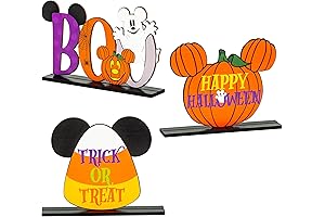 3PCS Halloween Party Table Centerpiece - Boo Wooden Table Top Pumpkin Mice Decor