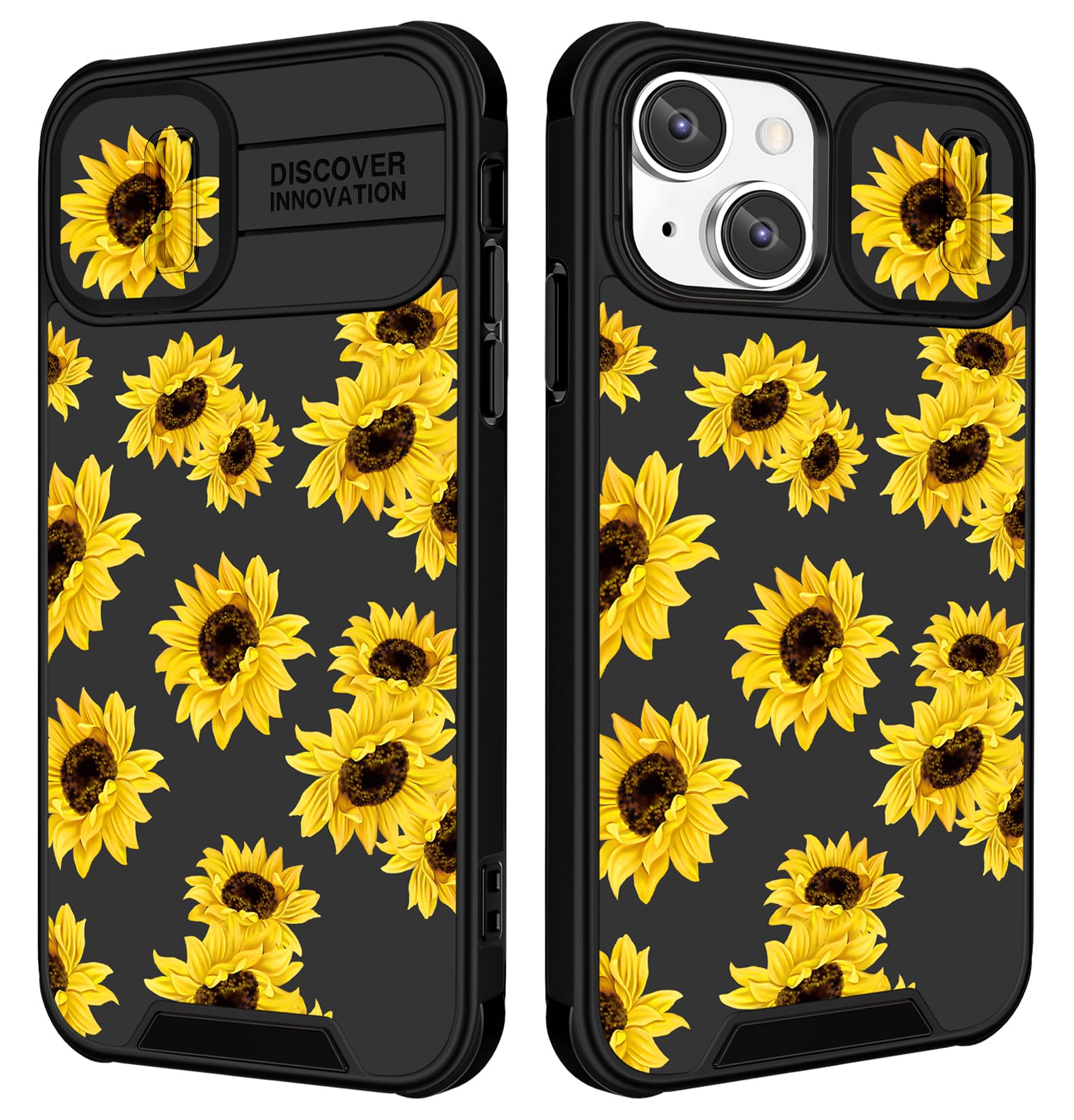 Funermei (2in1 for iPhone 14 Plus Phone Case for Women Sunflower Cute Girls Cover Floral Flowers Girly Pretty Aesthetic Sun Flower Design with Camera Cover Funda for Apple for iPhone 14 Plus Case