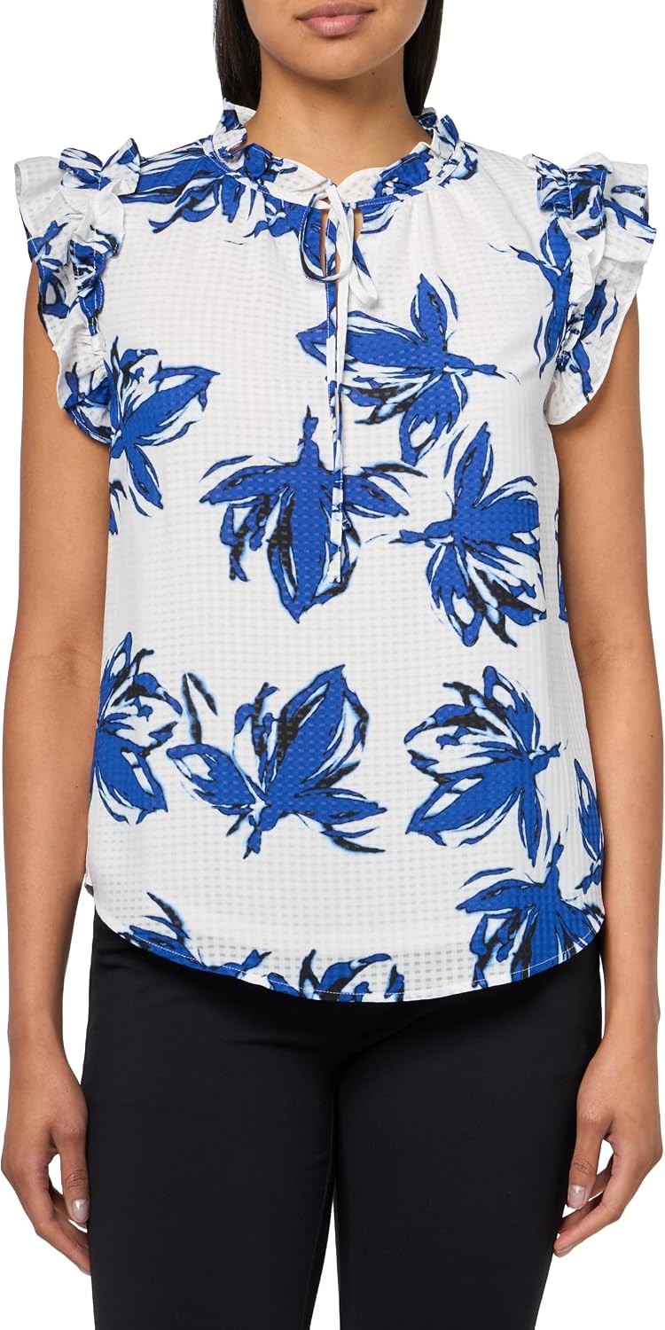 Anne Klein Women's Tiered Ruffle SLV Tie Blouse
