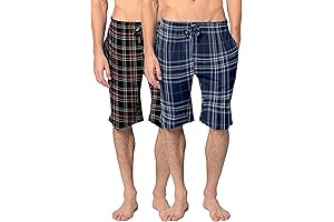 Men's Cotton Flannel Soft Woven Pajama/Lounge Sleep PJ Shorts - Pack of 2