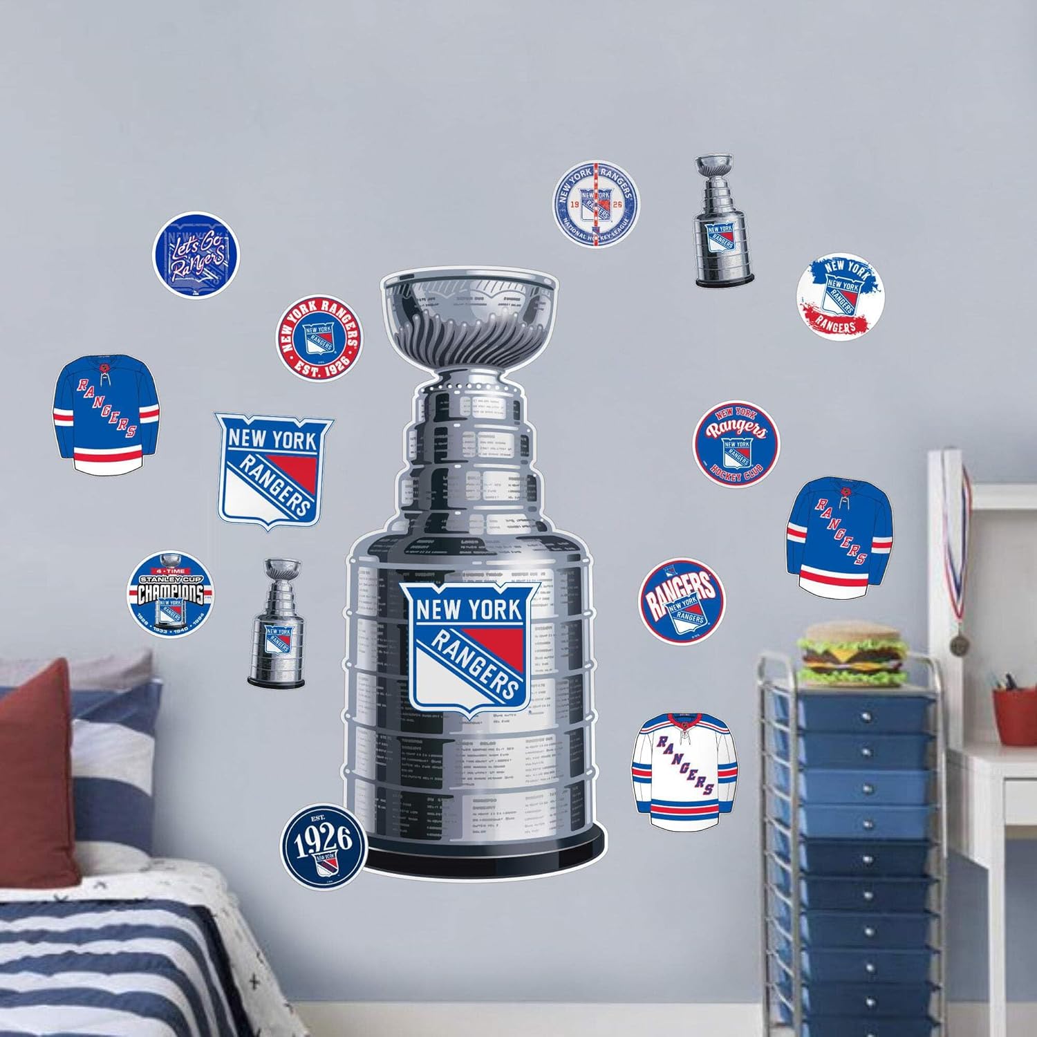 Sports Decor New York Rangers Repositionable Wall Decal Set - Stanley Cup