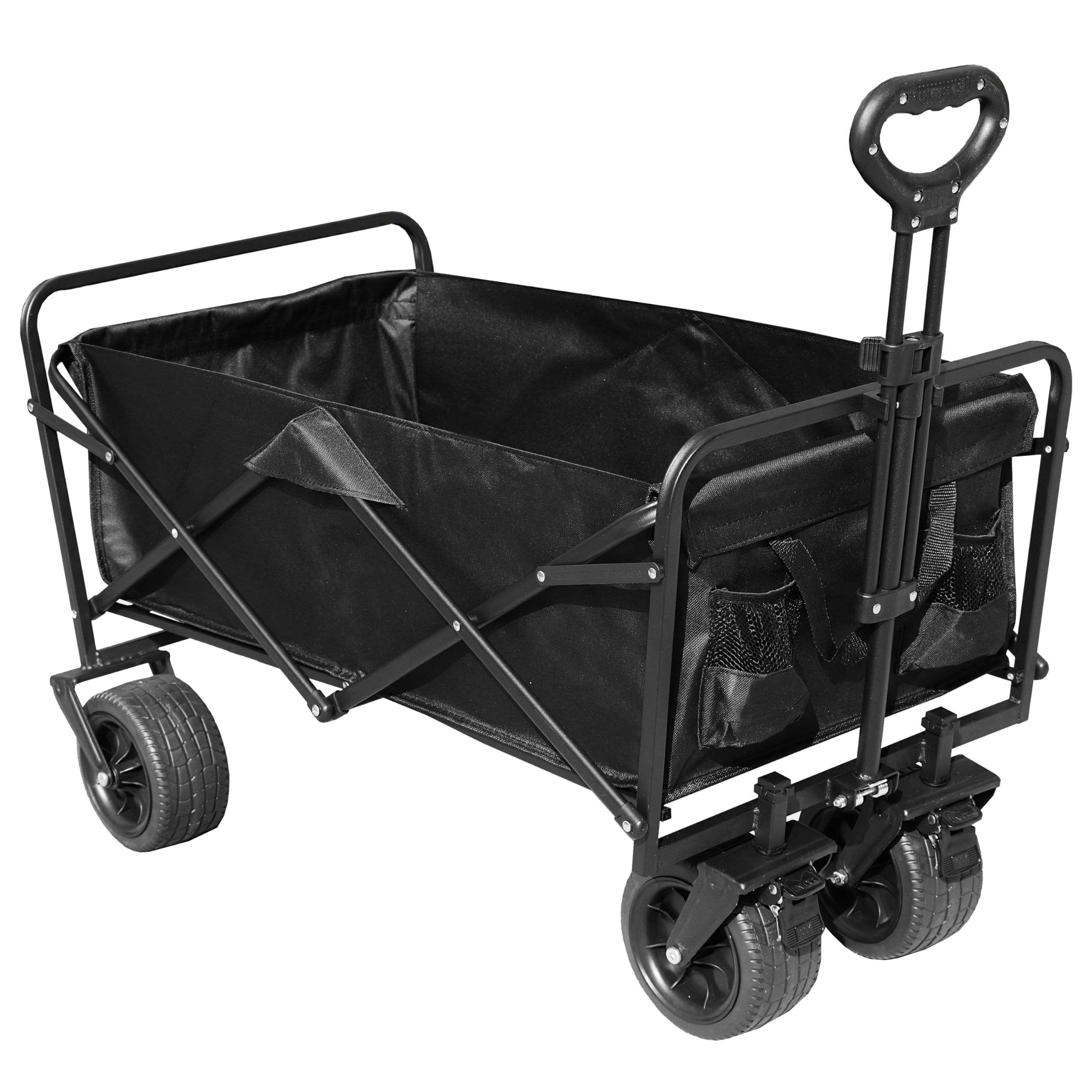 Carrello da Campeggio Pieghevole,Carrello Pieghevole dotato di Maniglia Regolabile e Ruote Larghe,Carro Pieghevole per Esterni, Spiaggia, Giardino e Picnic,nero,150L