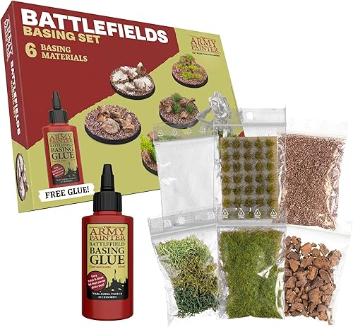 The Army Painter Battlefields - Juego de base de césped estático para terreno en miniatura, césped estático y pegamento de base libre, césped