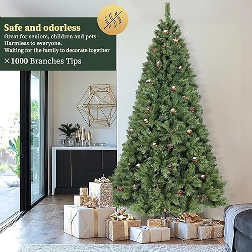 Miniatura 3 de Árbol de Navidad artificial de 6 pies, con 1000 puntas de rama, decoración de fiesta de vacaciones, árbol de Navidad de 1 minuto para oficina en