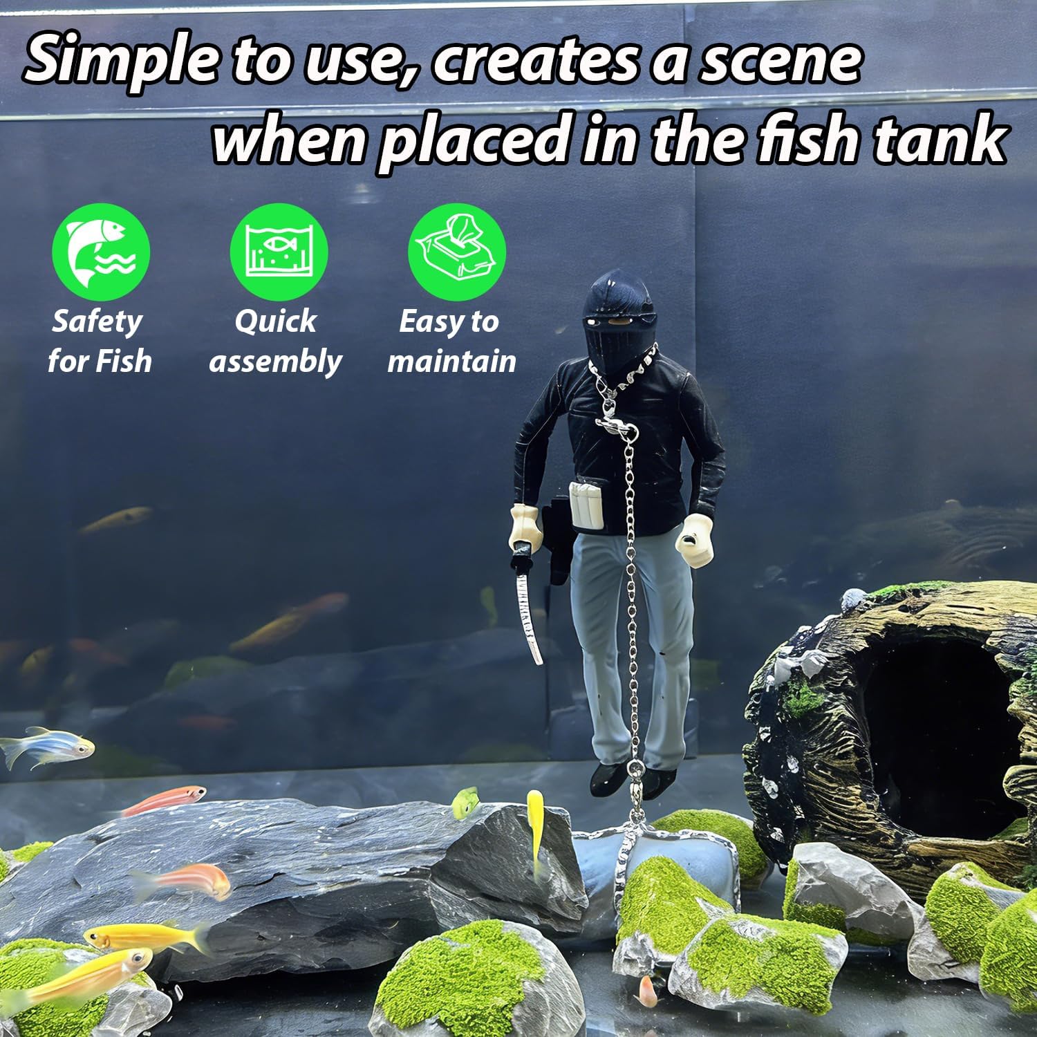 Floating Fish Tank Decoration,Floating Ornament Handmade Model Decoration for Fish Tank,Unique Design,Vivid Character,Perfect for Aquarium Landscape,Durable Material, Eye-catching Decor