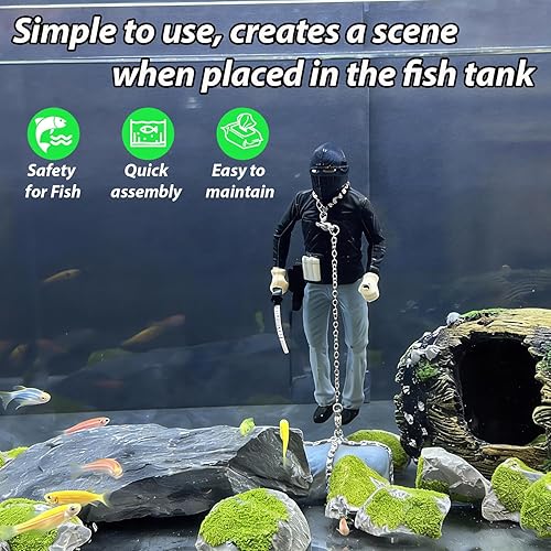 Miniatura 4 de Decoración flotante para pecera, adorno flotante hecho a mano para pecera, diseño único, carácter vivo, perfecto para paisaje de acuario, material