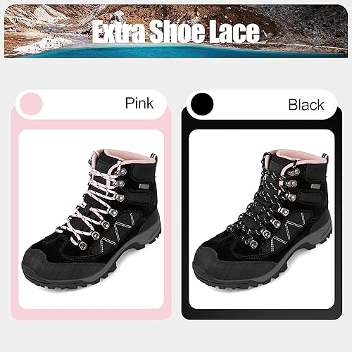 Miniatura 8 de R CORD Botas de senderismo para mujer, botas de senderismo impermeables, ligeras, transpirables, antideslizantes, duraderas, botas de senderismo