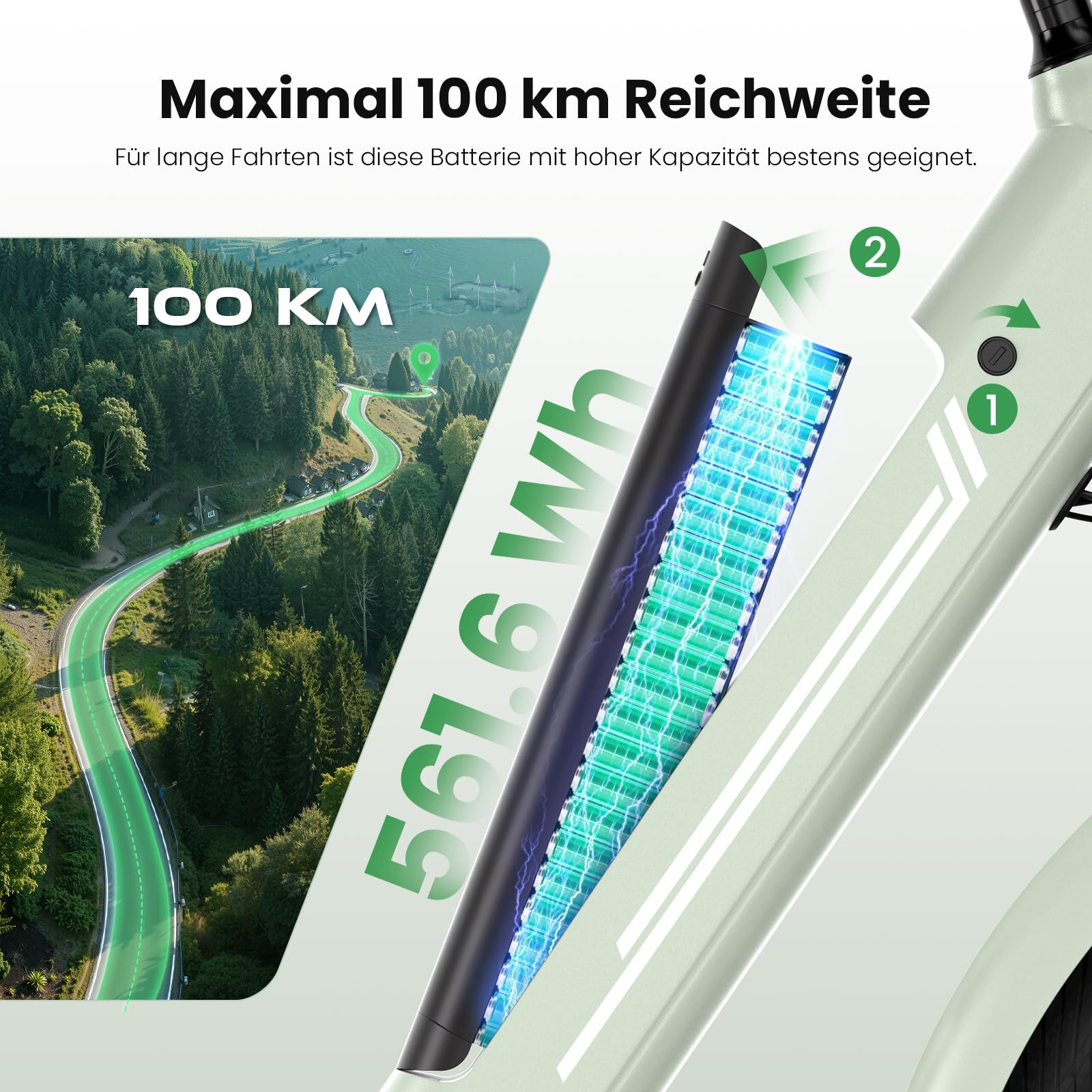 E-Bike für Damen und Herren, 27,5" Cityräder mit 250W Motor, 36V 15,6Ah Akku bis 100 km Reichweite, Federgabel, 7-Gang Elektrofahrrad, LCD-Display, Traglast 120 kg