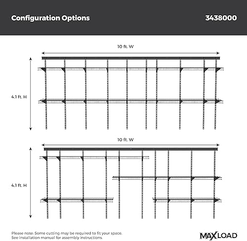 Miniatura 5 de ClosetMaid MaxLoad Kit de Estante de Pared de Servicio Pesado para Garaje, 6  10 Pies, Estantería de Alambre ShelfTrack Ajustable, Acabado Negro
