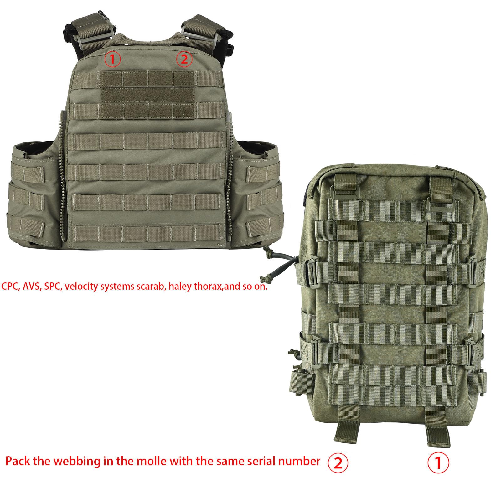 Taktischer Mini-Molle-Trinkrucksack, Molle-Trinkträger mit IFAK-Tasche & US-Flagge & Med Patch, Hydropack für 2 l Wasserblase