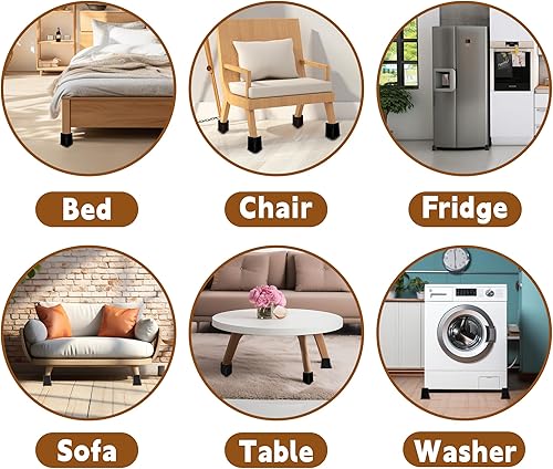 Miniatura 4 de Paquete de 4 elevadores de cama resistentes de 6 pulgadas, elevadores de muebles, extensores de patas de mesa, elevadores para cama, silla,