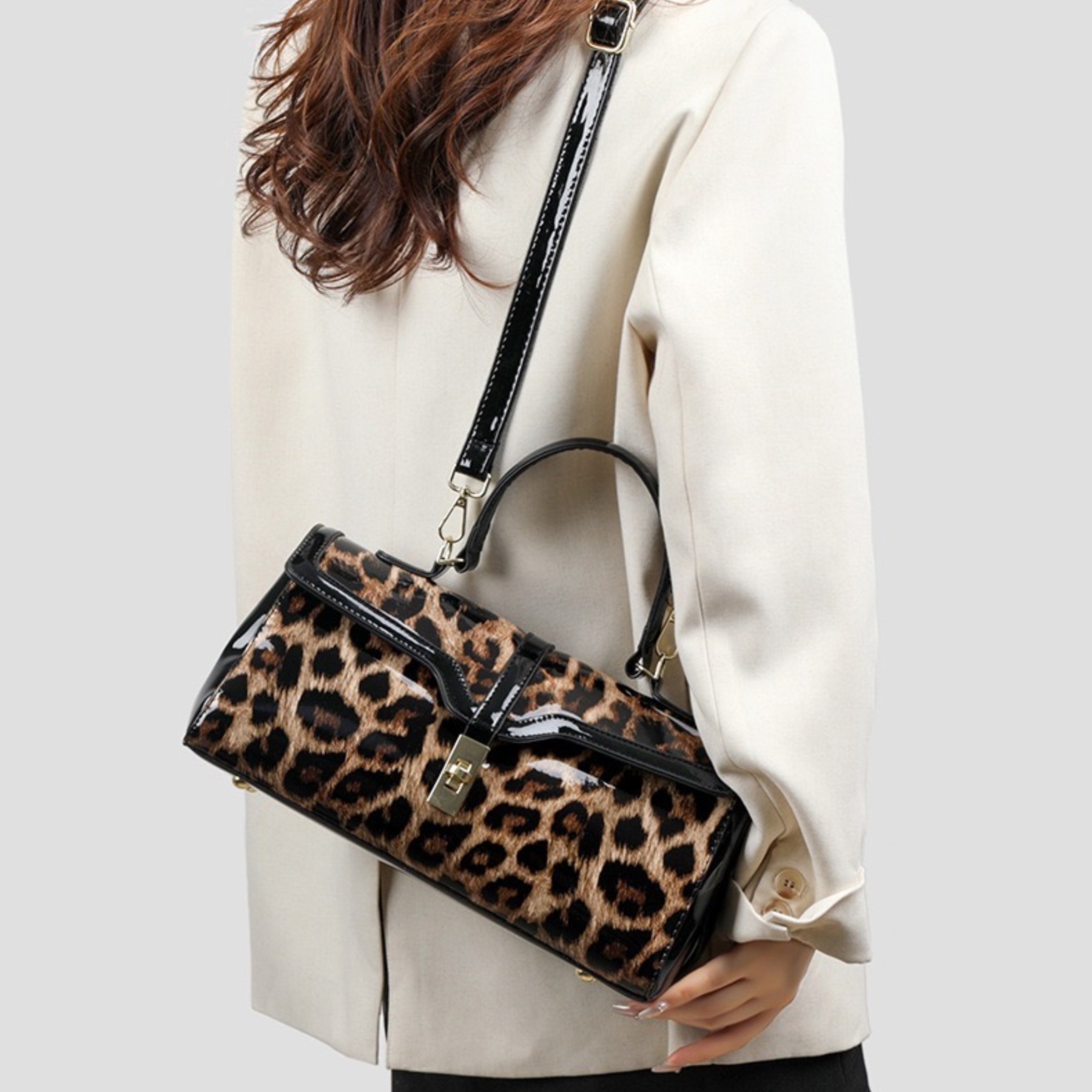 Bolso satchel vintage de cuero sintético para mujer miniatura 7
