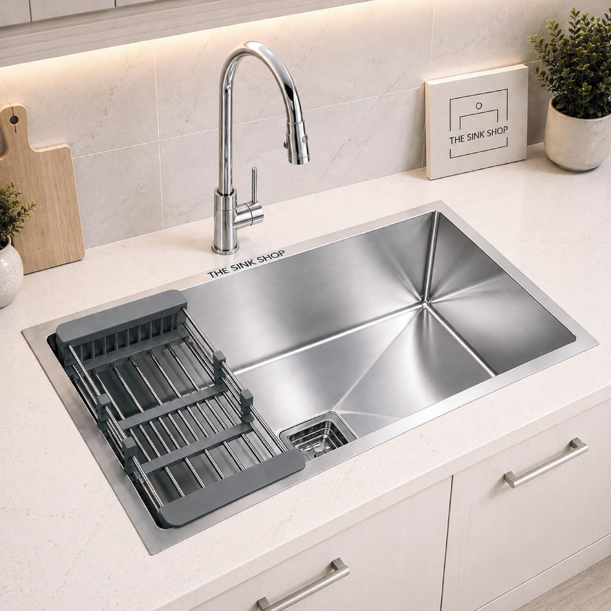 THE SINK SHOP 304 Grade Single Bowl Stainless Steel Handmade Sink (30" X 18" X 10")-picture-16