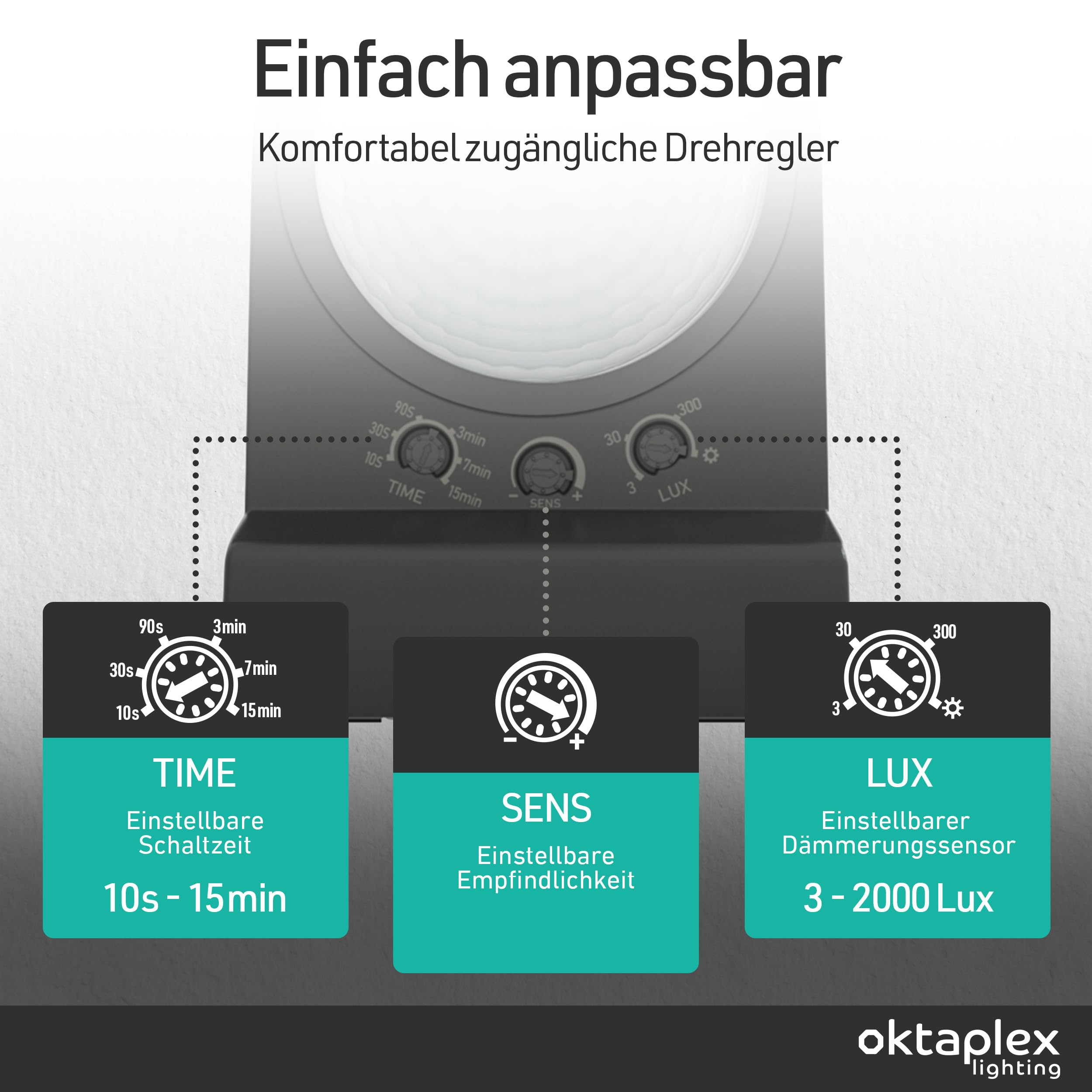 Oktaplex Cali Außenlampe mit Bewegungsmelder 2200lm warmweiß 3000K | Außenstrahler anthrazit IP65 Master Funktion
