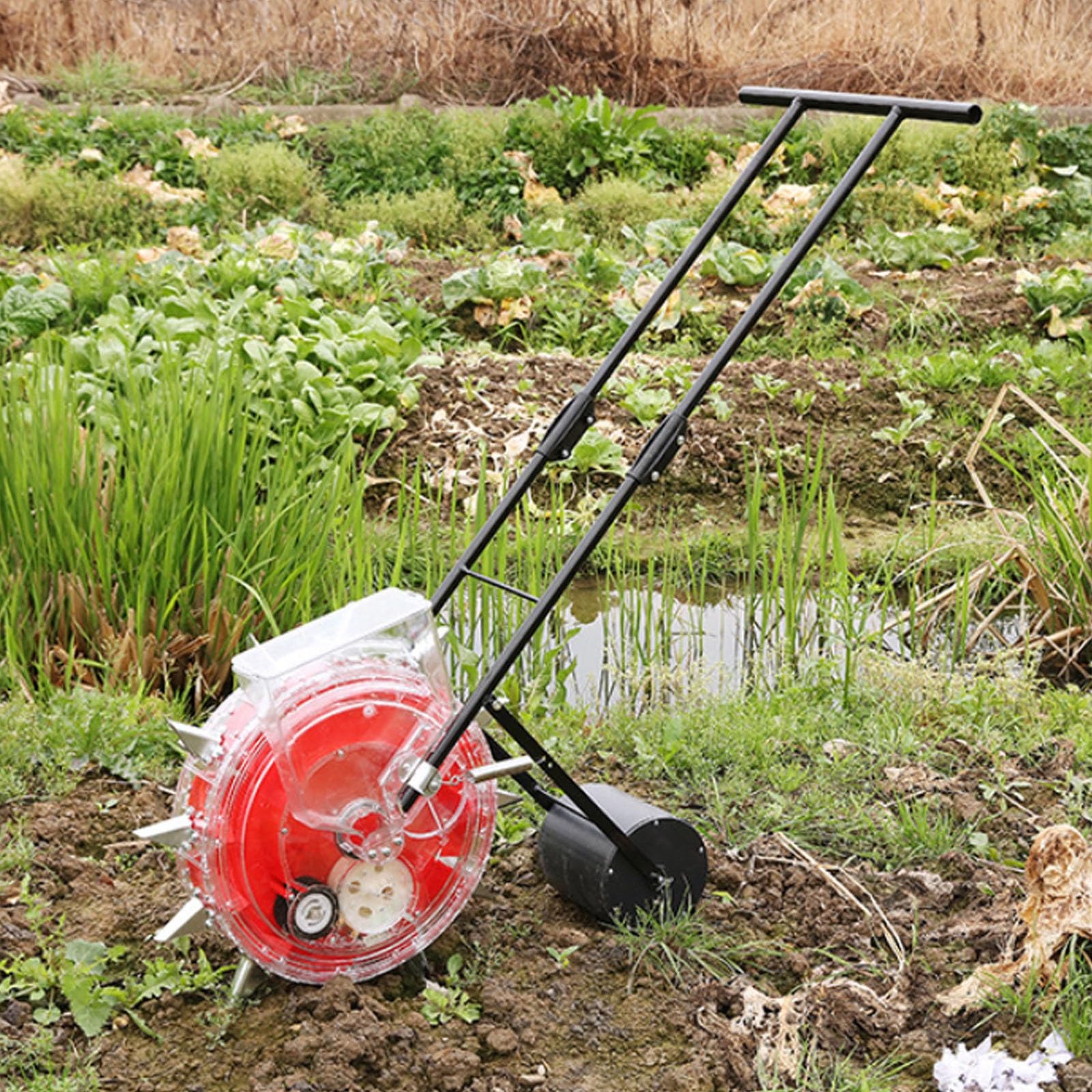 Seminatrice manuale a rulli per orto, seminatrice manuale equidistante e quantitativa, seminatrice a spinta per colture a file, mais, soia, arachidi(10 Nozzles)