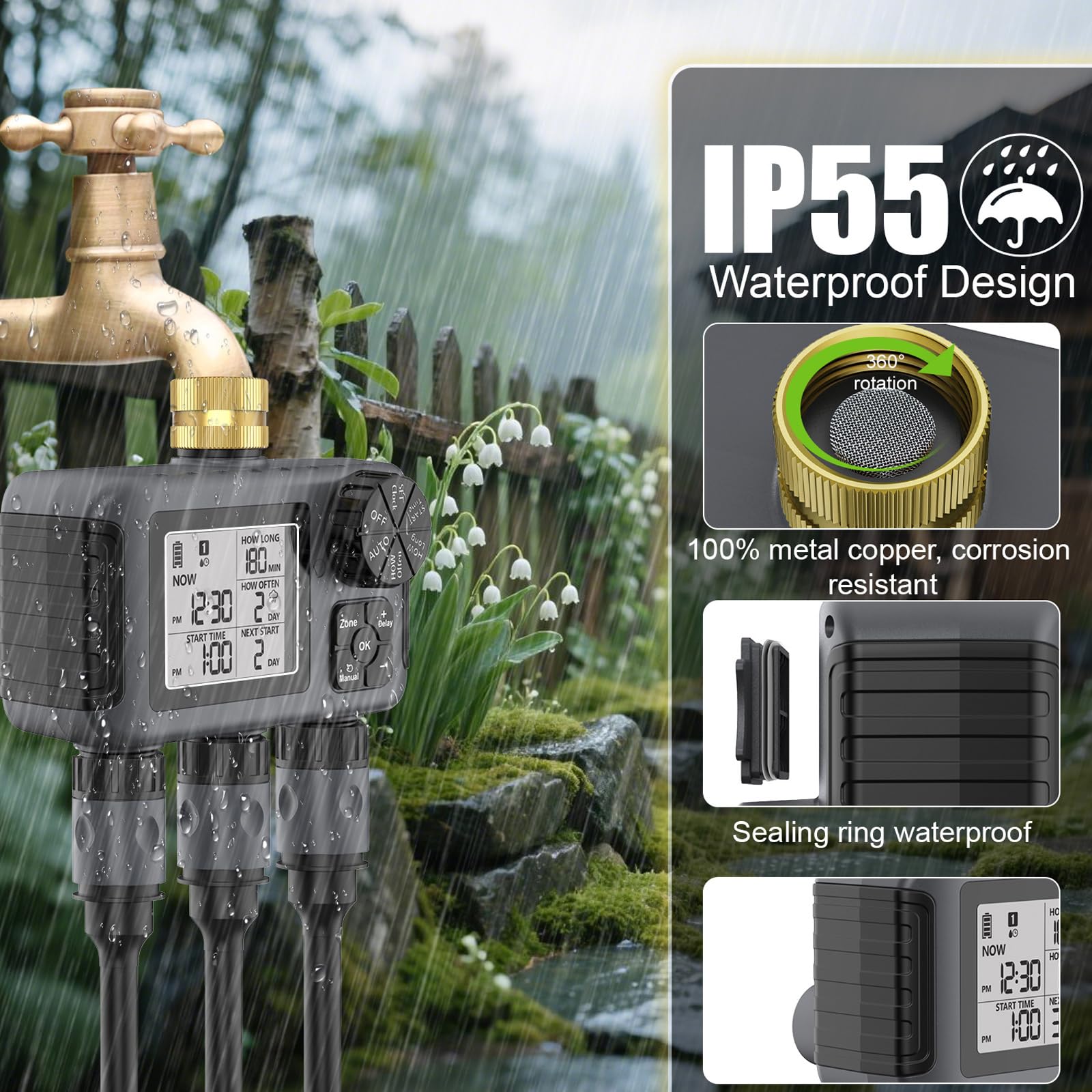 Einstellbarer 2-Kanal Pflanzenbewässerungs Timer Automatisches Bewässerungsgerät Für Gärten Sichtbares Anzeigefeld Robustes Outdoor Werkzeug Gartenbewässerungslösung