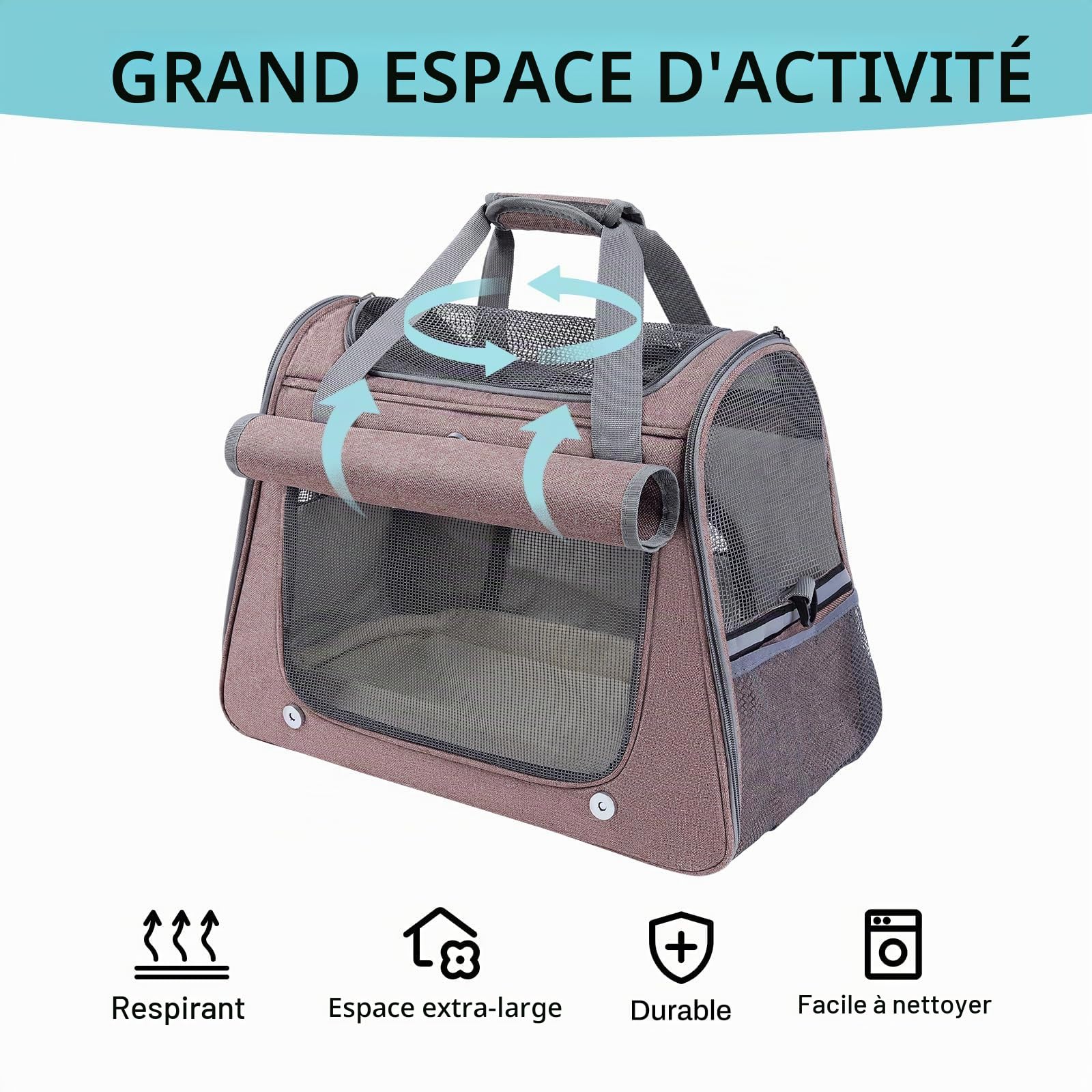 YooxArmor Sac Transport Chat Chien,Caisse de Transport Pliable pour Chien Chat Chiots Jusqu'à 6 Kg,45x25x34cm,Matelas en Peluche Amovible,Rouge