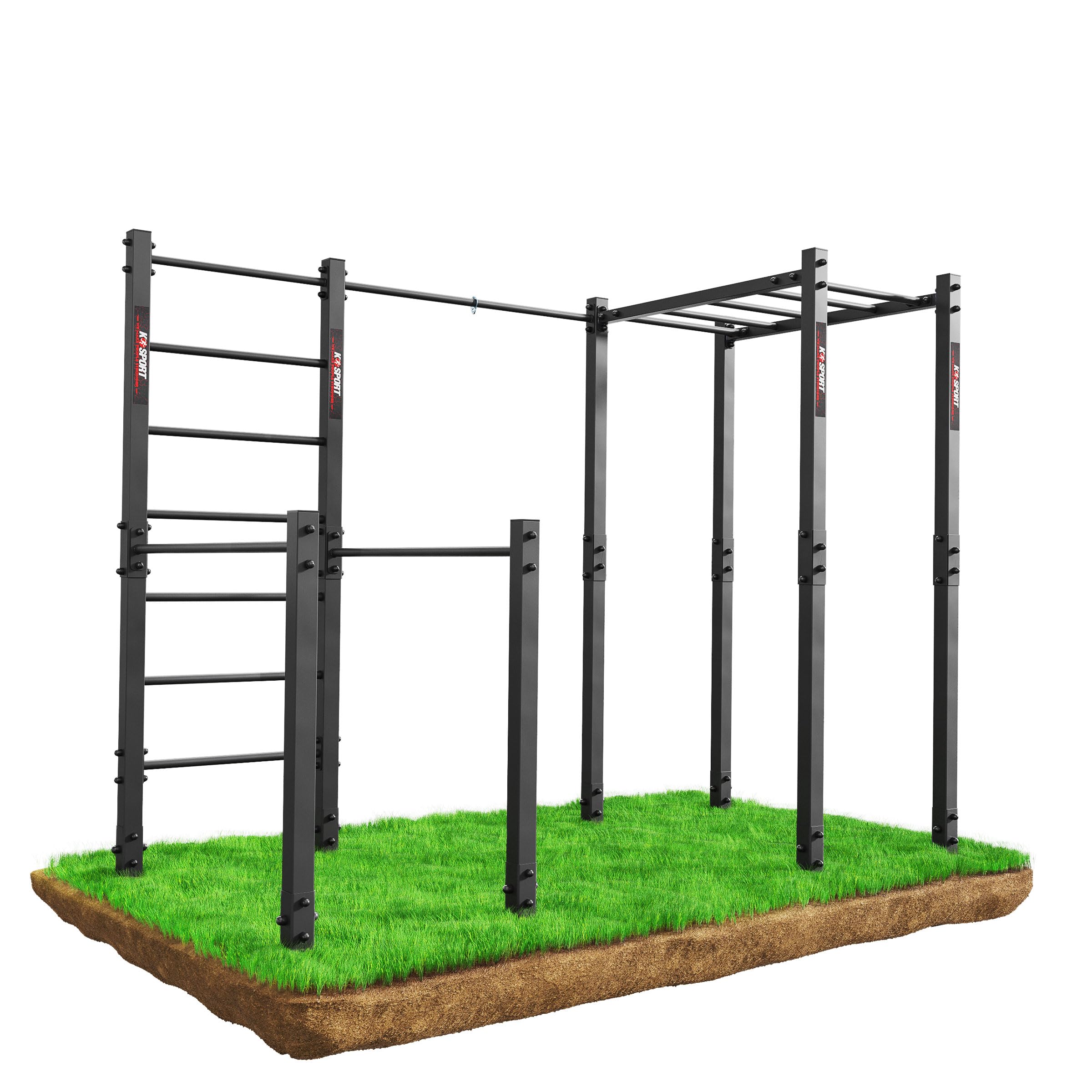 Outdoor Calisthenics Station with Pull-Up, Dip & Monkey Bars | Heavy Duty Multi-Function Strength Training Garden Gym Equipment | 205cm Height | Weatherproof Steel Frame | EU Made