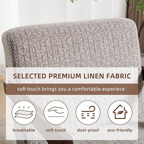 Miniatura 49 de INZOY Silla moderna de mediados de siglo con marco de madera, sillón tapizado con cojín de cintura, silla decorativa para sala de estar, dormitorio,