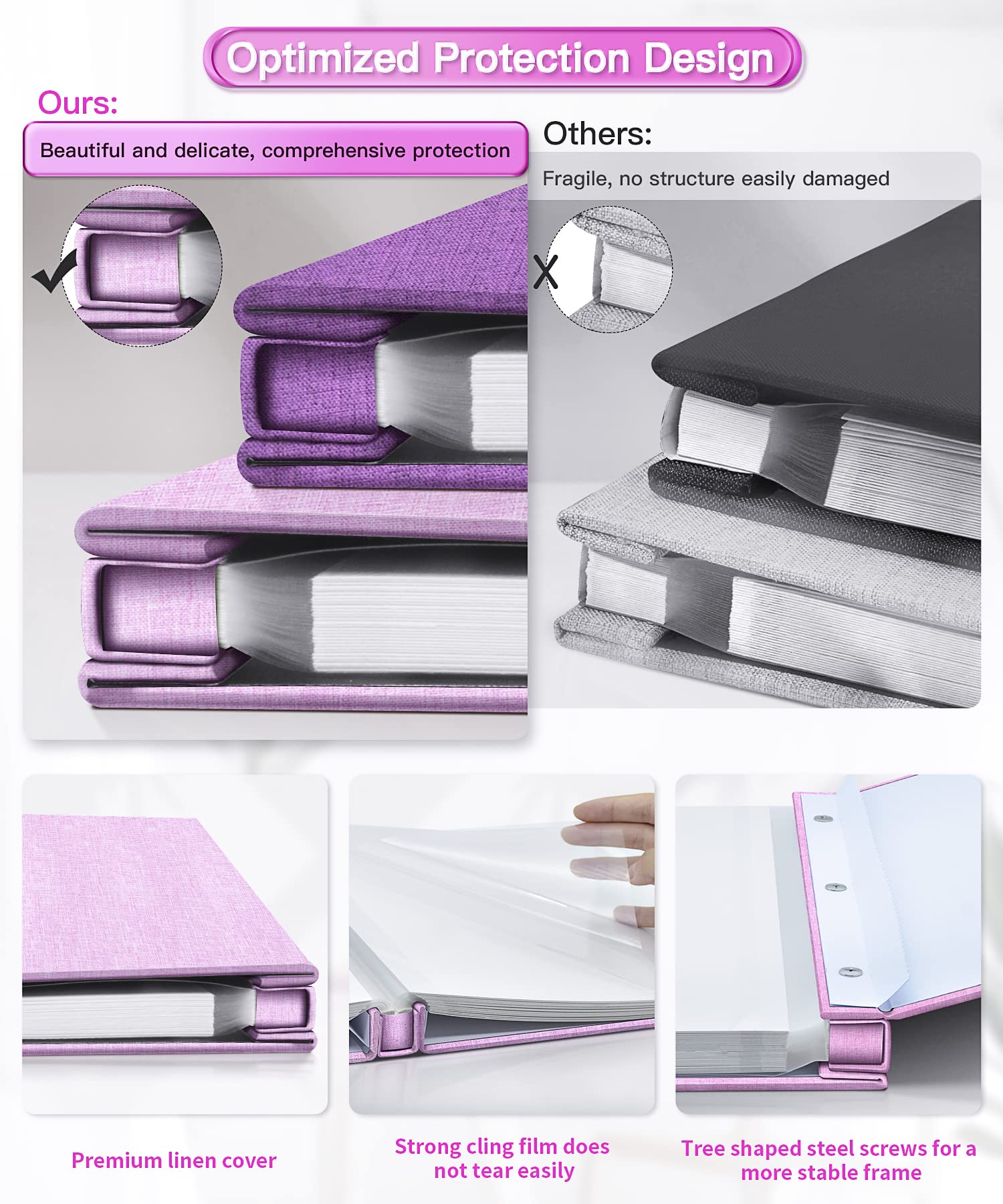 Popotop Album Photo Autocollant Pour Photos De 10 X 15 Cm, 12 X 17 Cm, 20 X 25 Cm, Cadeau D'anniversaire Pour Femme, Maman, Mariage, Bébé, Famille, Voyage