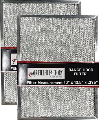 Air Filter Factory 10 Inches X 13-1/2 Inches X 3/8 Inches Range Hood Aluminum Grease Filters 2-Pack
