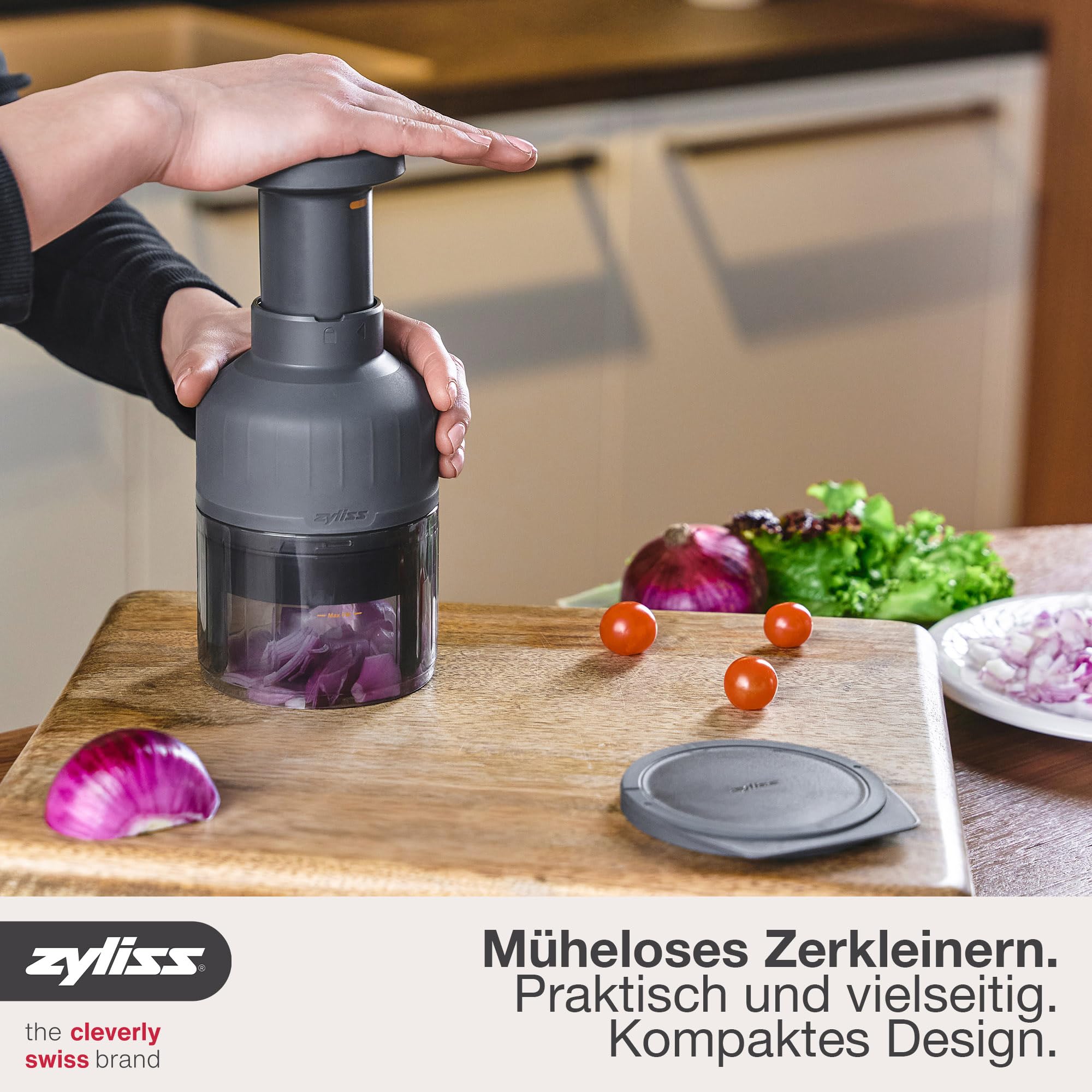 Zyliss Zick Zick 3, Zwiebelhacker Manuell für Zwiebel, Obst, Gemüse & Mehr
