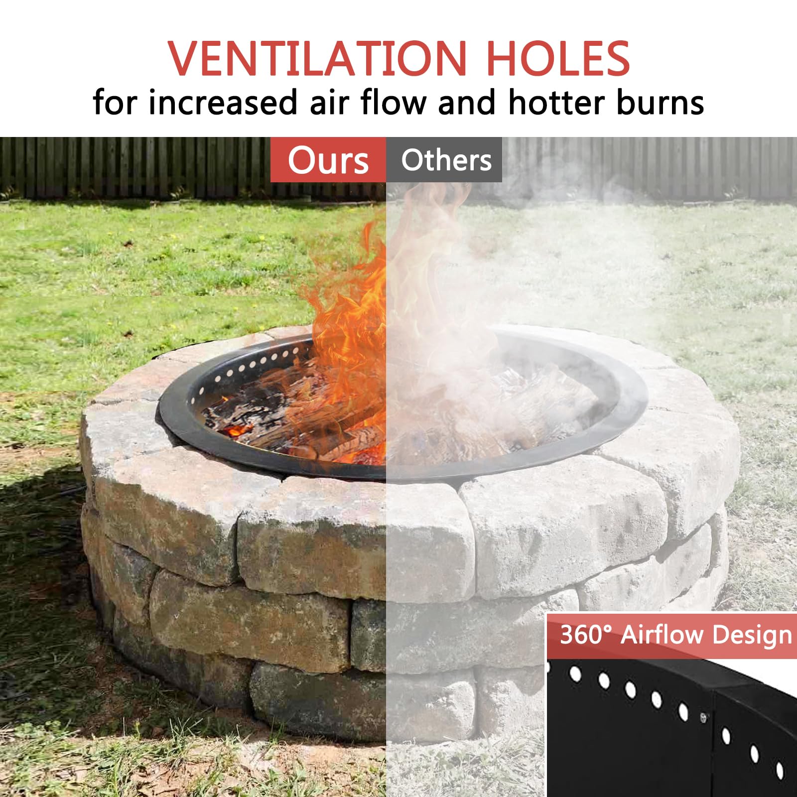 Best Sunken Fire Pit Picks and Inserts for 2026 1 SoulMate Outdoor 40-Inch Outer/36-Inch Inner Fire Pit Ring Smokeless,Duty Solid — product photo